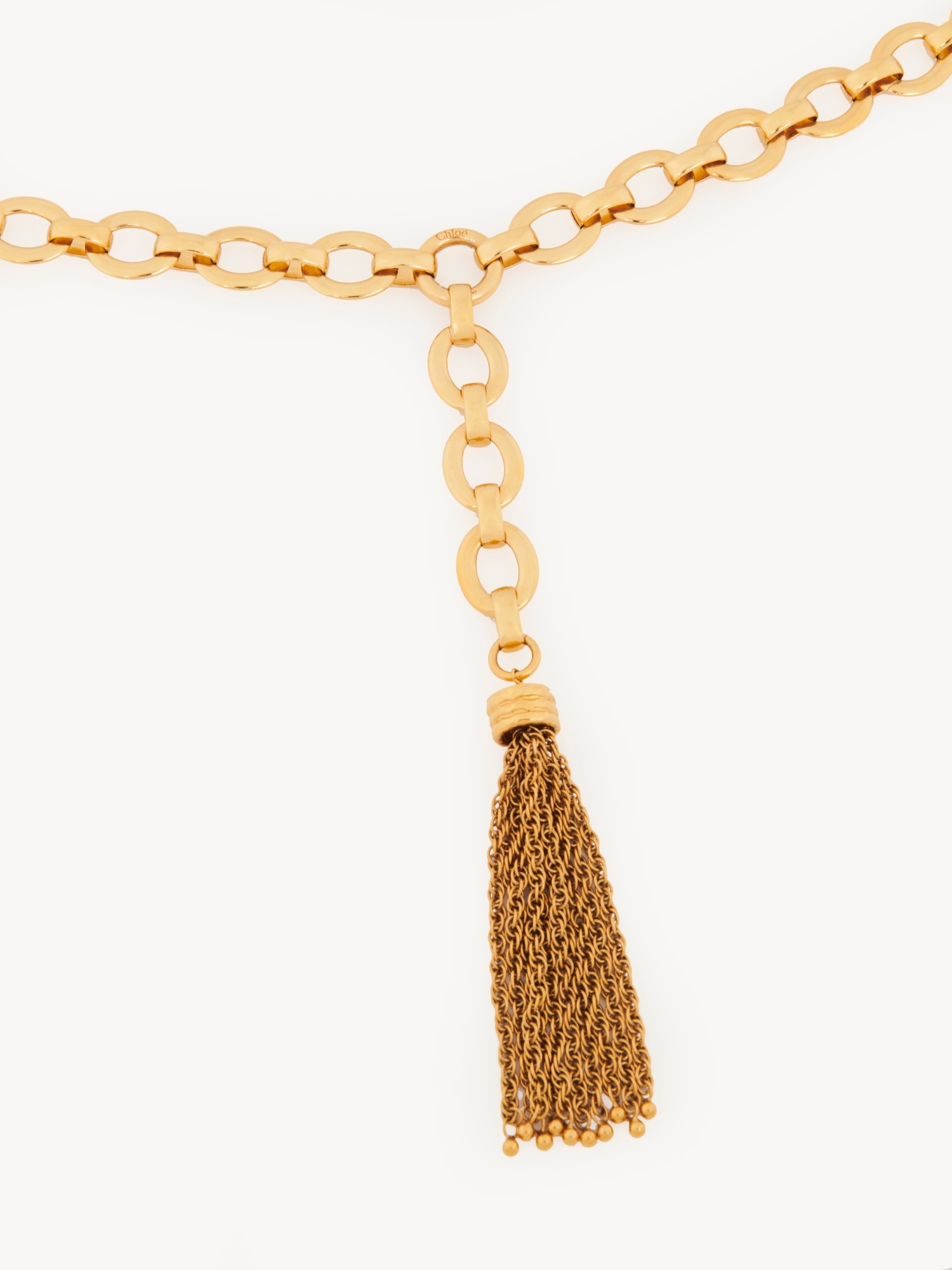Chloé Tasselled Gold-tone Chain Belt In Nude