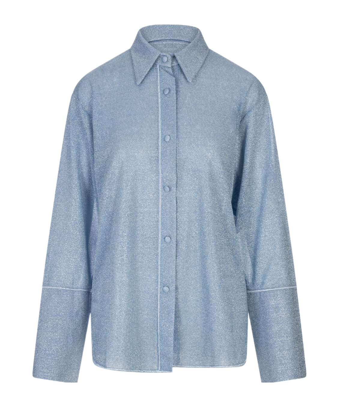 Oseree Glitter-detail Button-up Shirt In Blue