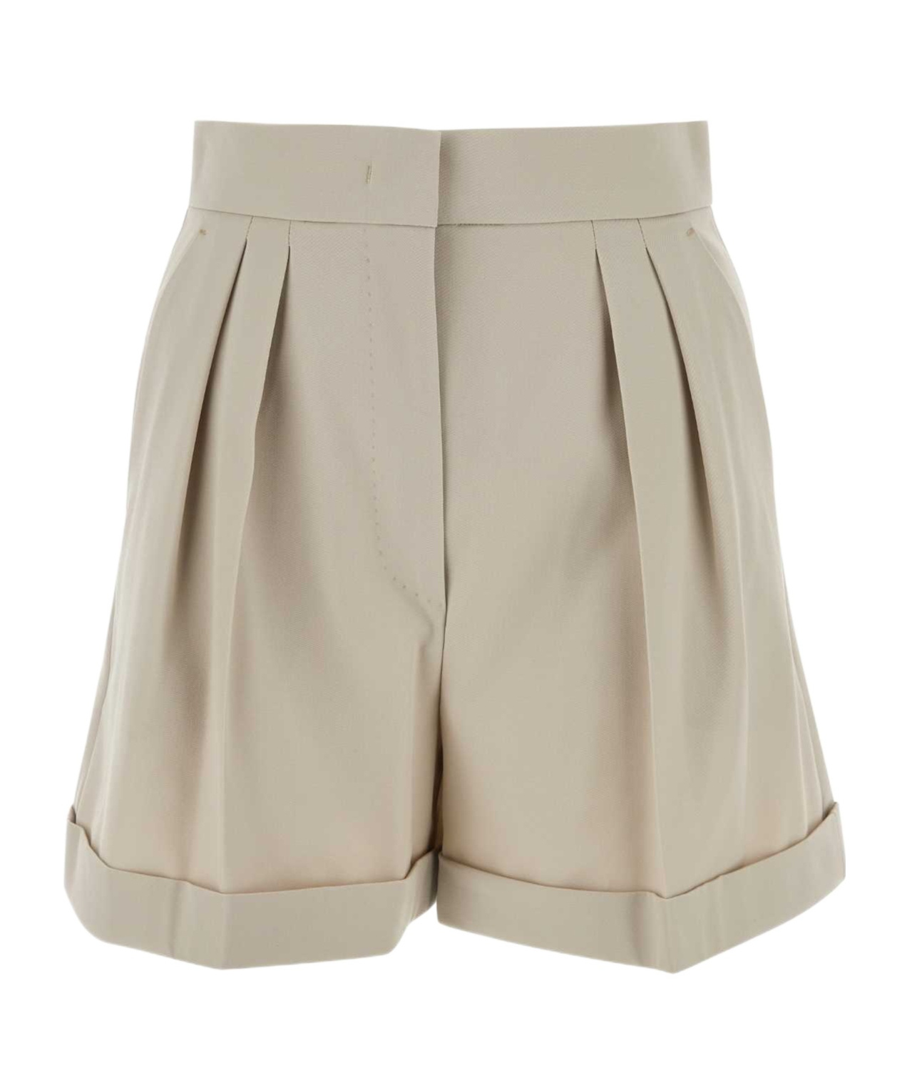 Max Mara Bormida Wool Gabardine Shorts In Nude