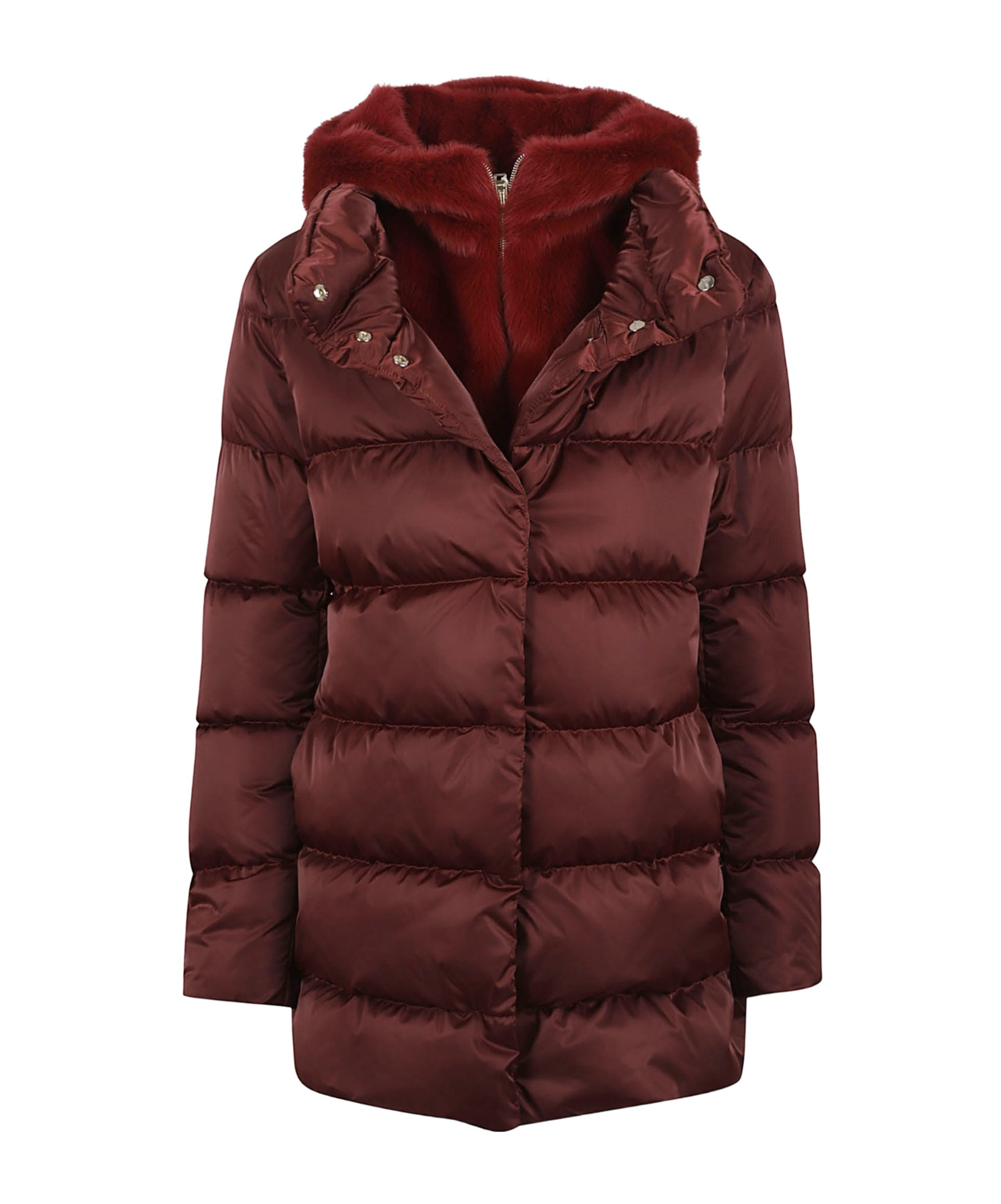 Herno Hooded Quilted Down Coat In Burgundy