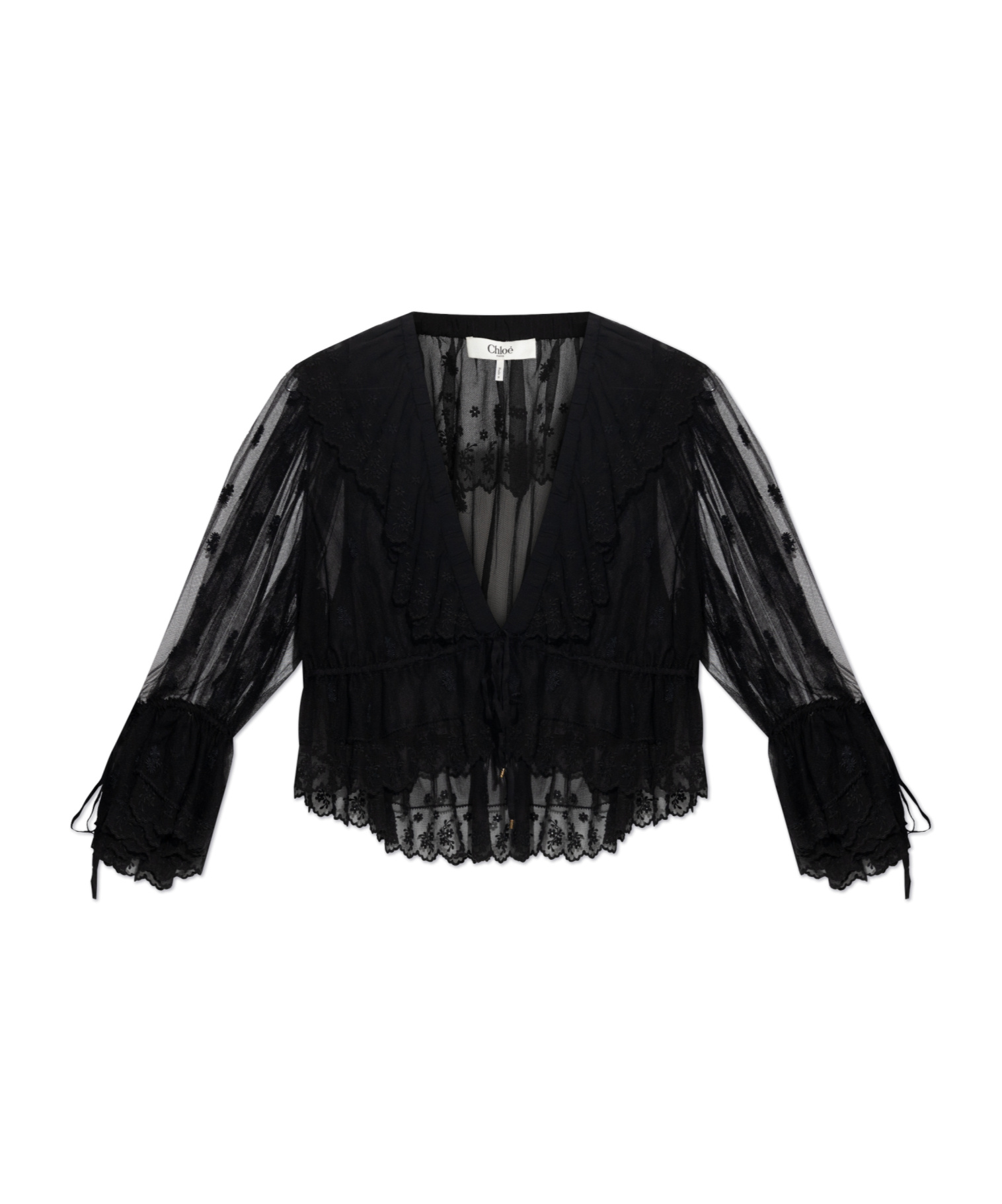 Chloé Cropped-spitzentop Mit V-ausschnitt In Black