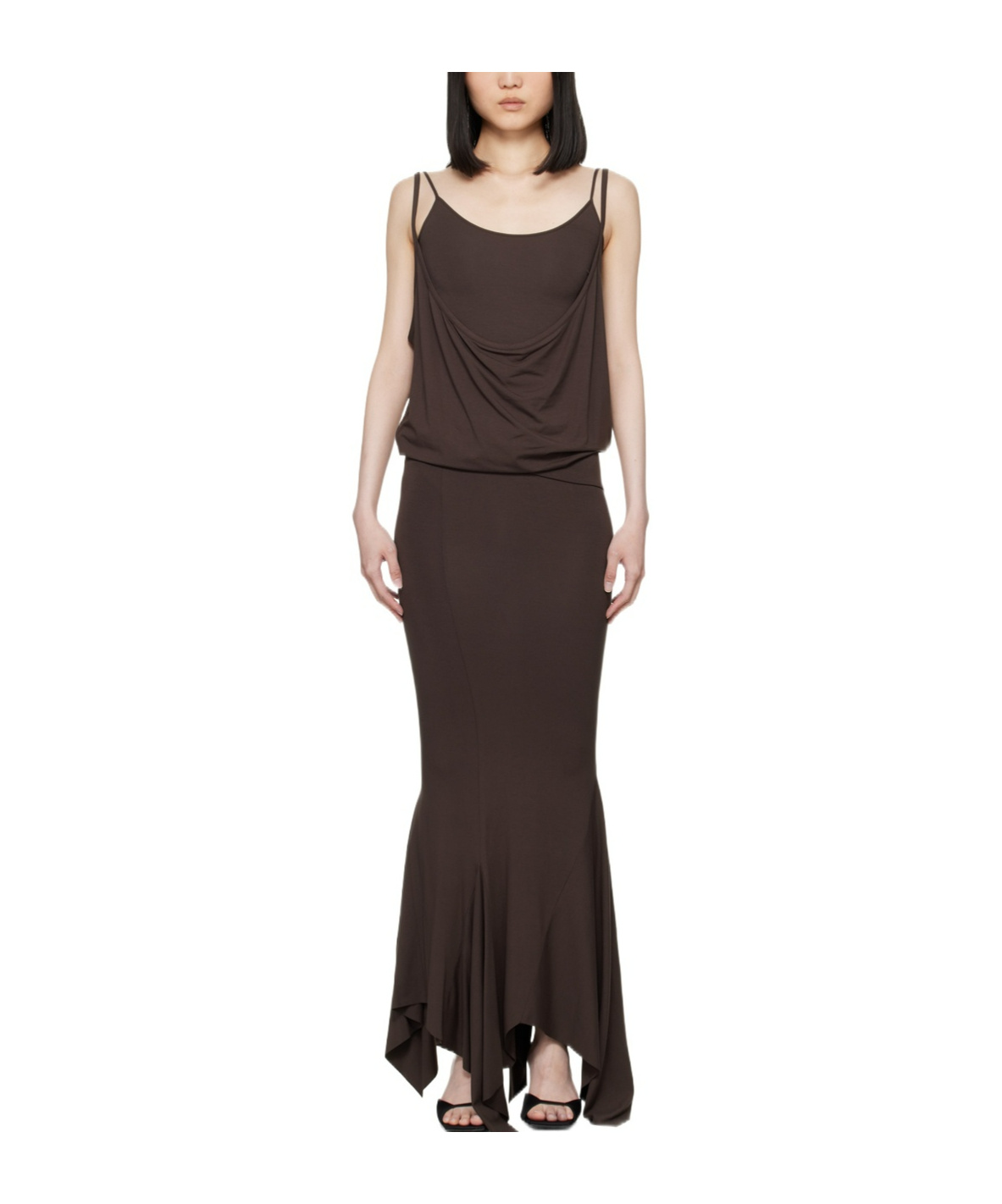 Shop Attico Layered Midi Dress In Black