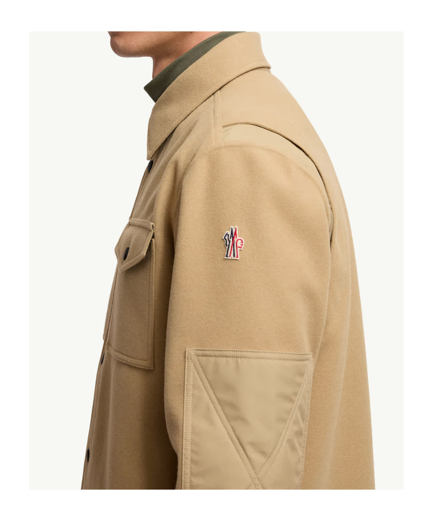Moncler Brushed Jersey Snap-front Overshirt In Brown