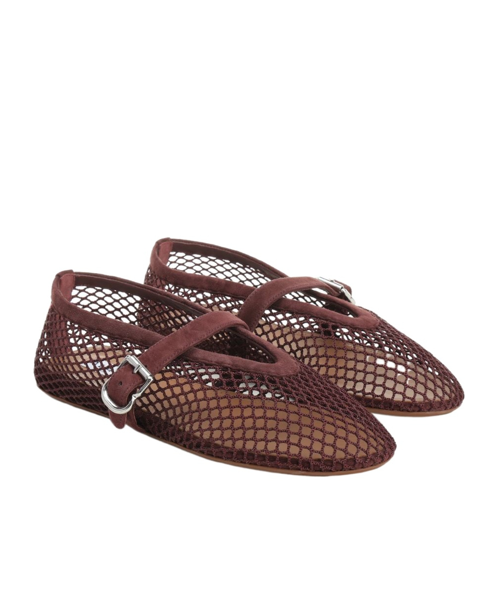 Alaïa Alaia Women Ballet Flats Mesh And Leather Ballerinas In Burgundy