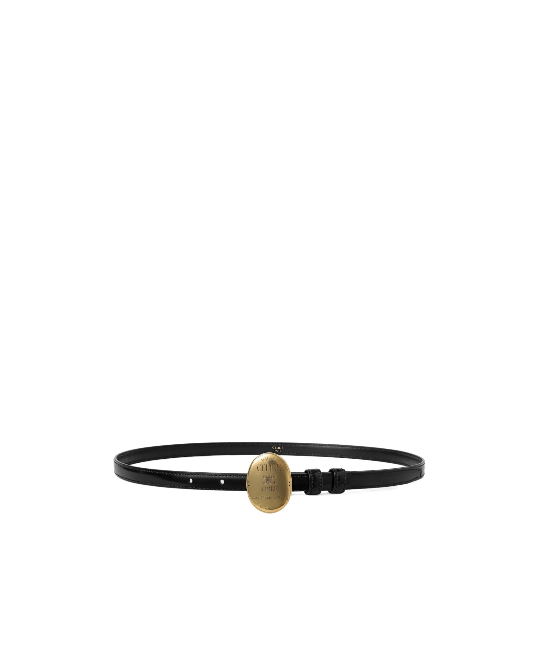 Celine Mini Maison  Taurillon Leather Belt In Black