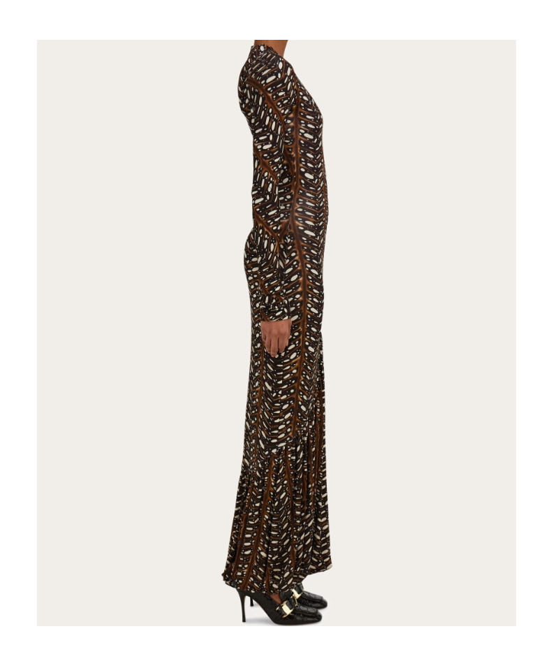 Ferragamo Longline Stretch Dress In Brown