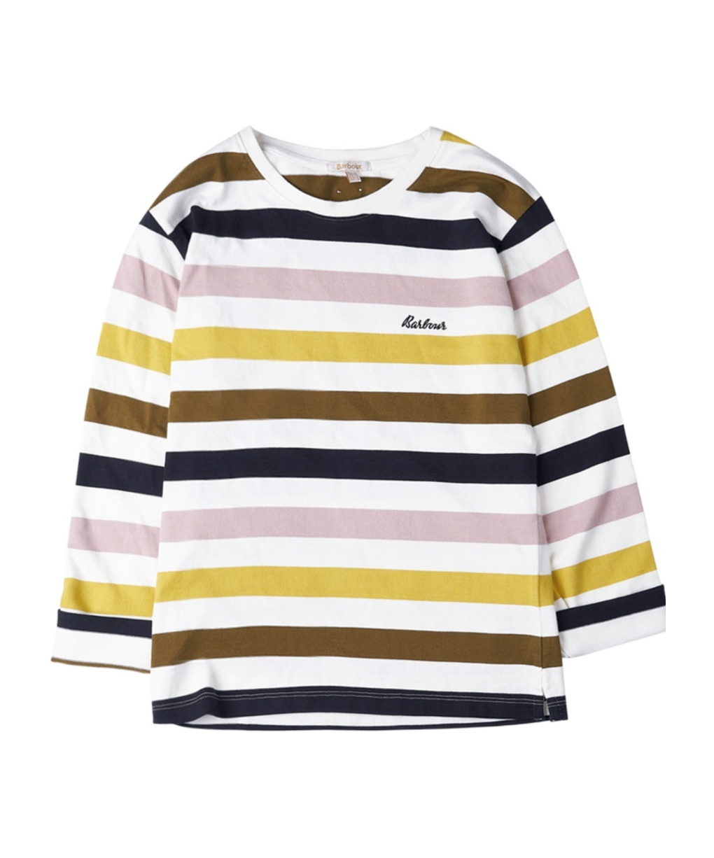 Barbour Long Sleeved Striped T-shirt In White