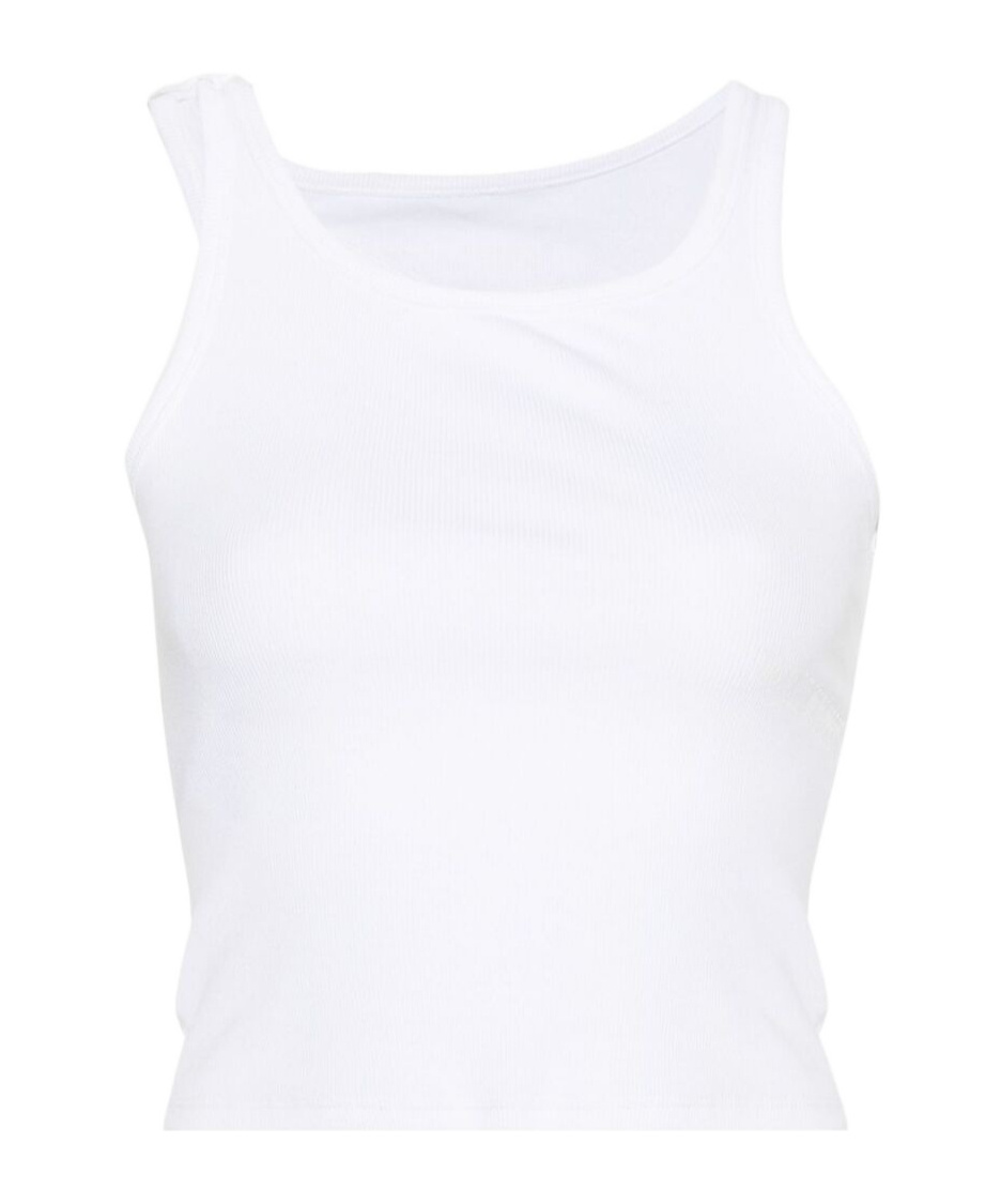 Mm6 Maison Margiela Ribbed Cropped Tank Top In White