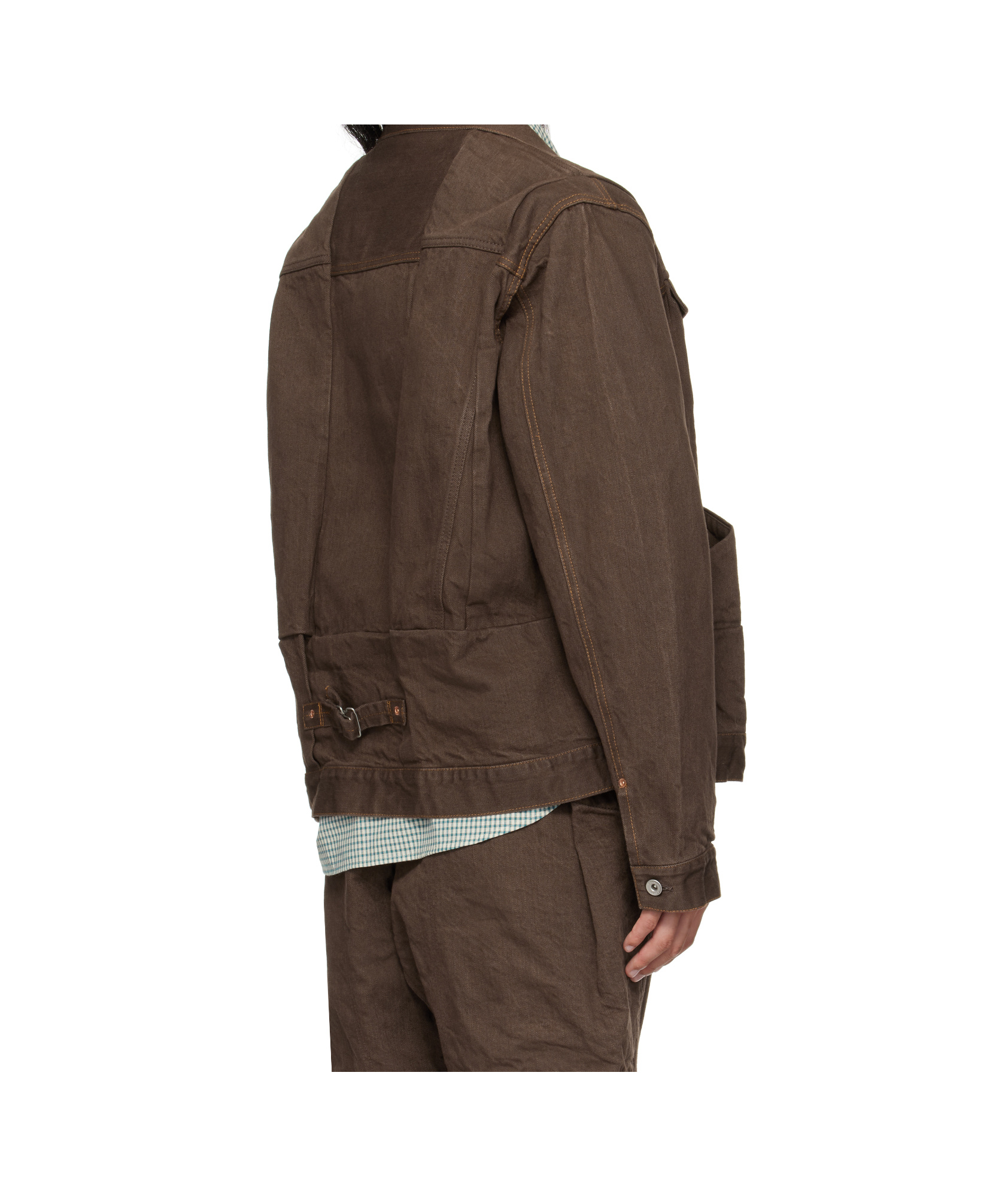 Sacai Long-sleeved Denim Jacket In Brown