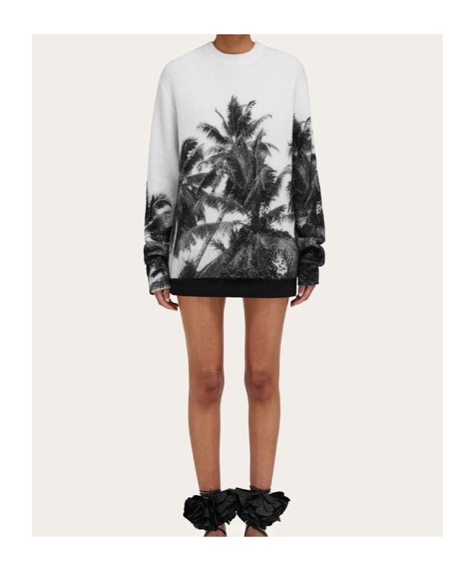 Ferragamo Palm-tree Print Sweatshirt In White