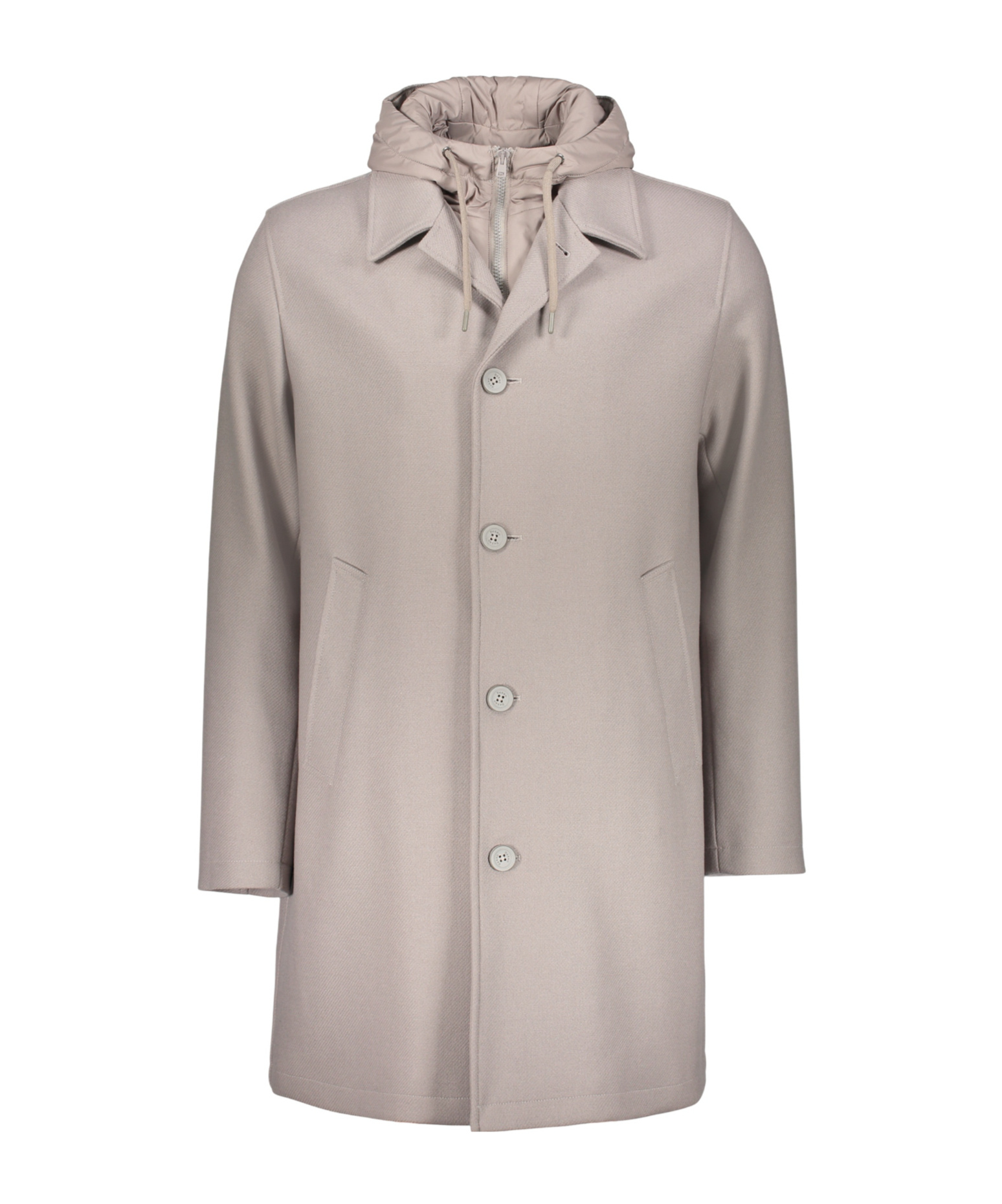 Herno Single-breasted Hooded Coat In Neutral