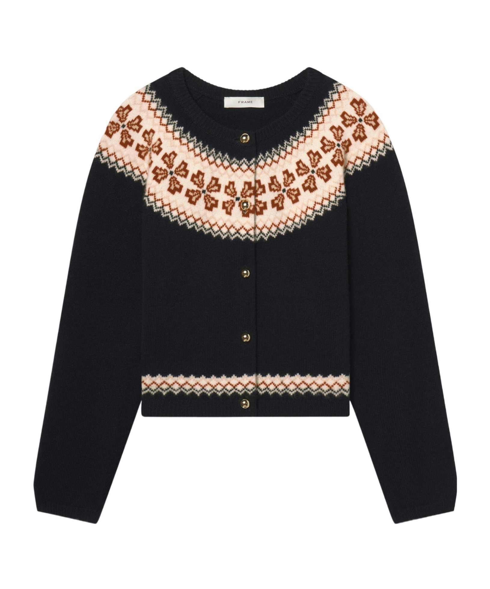 Frame Button-front Cardigan In Black