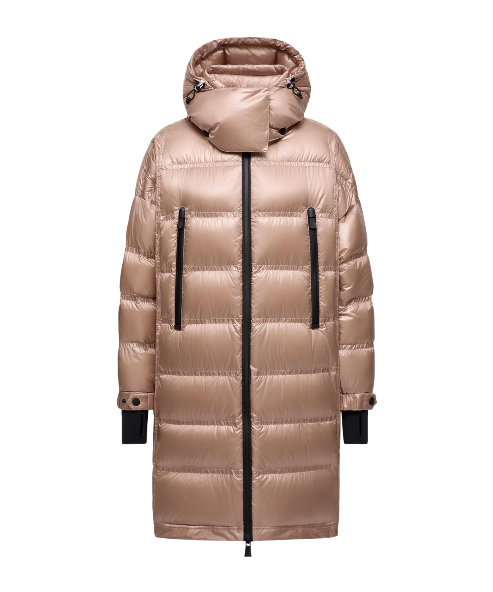 Moncler Rochelairs Hooded Long Down Jacket In Brown