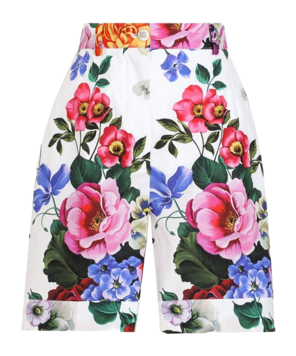 Dolce & Gabbana Multicolor Bermuda Shorts With All-over Floral Pattern Print In Cotton Woman In Multicolor