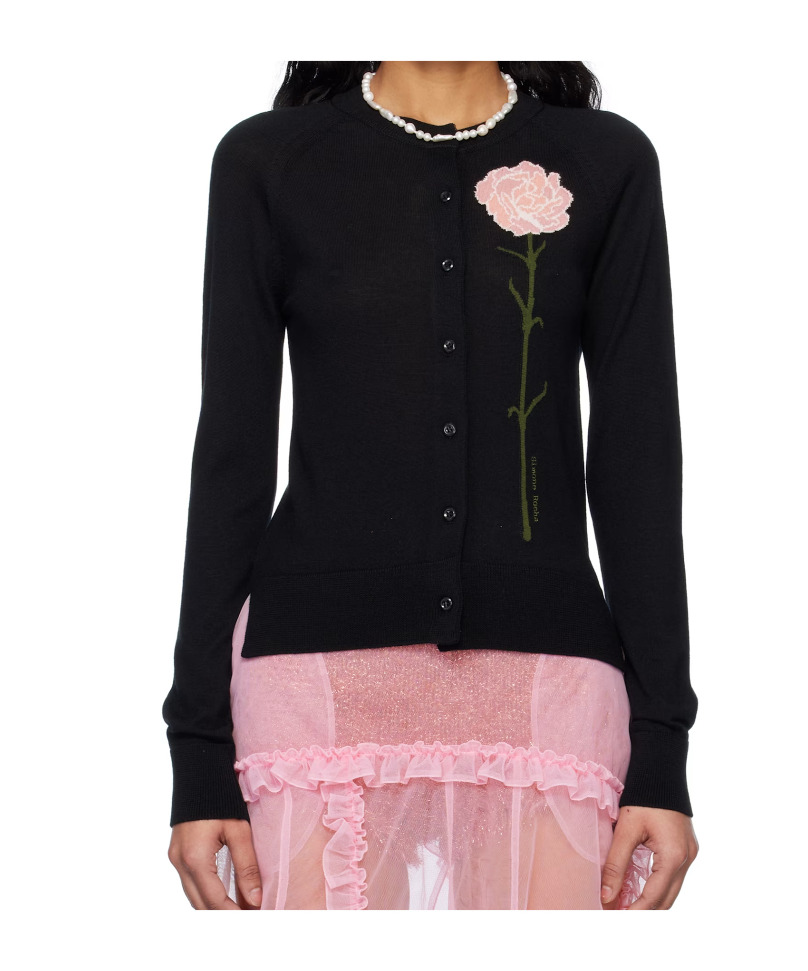 Simone Rocha Carnation Cardigan In Black