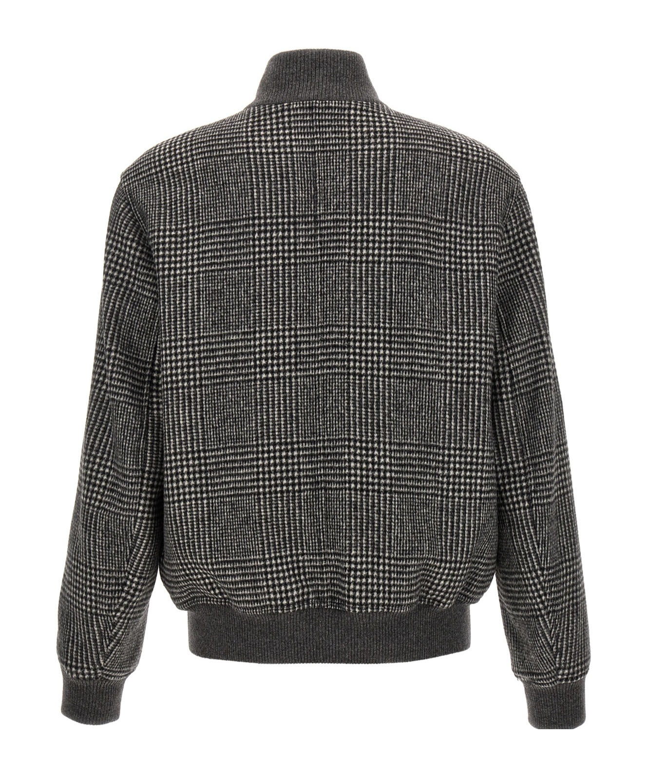 Brunello Cucinelli Check Bomber Jacket In Black