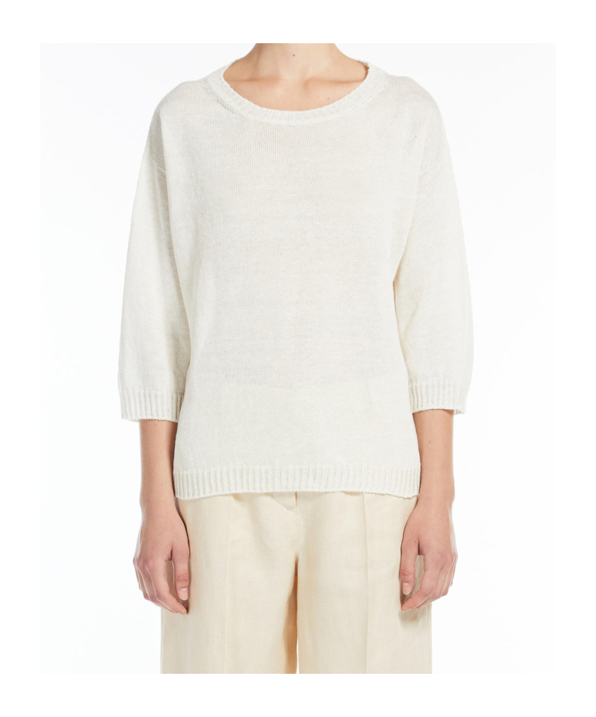 Weekend Max Mara Round Neck T-shirt In White
