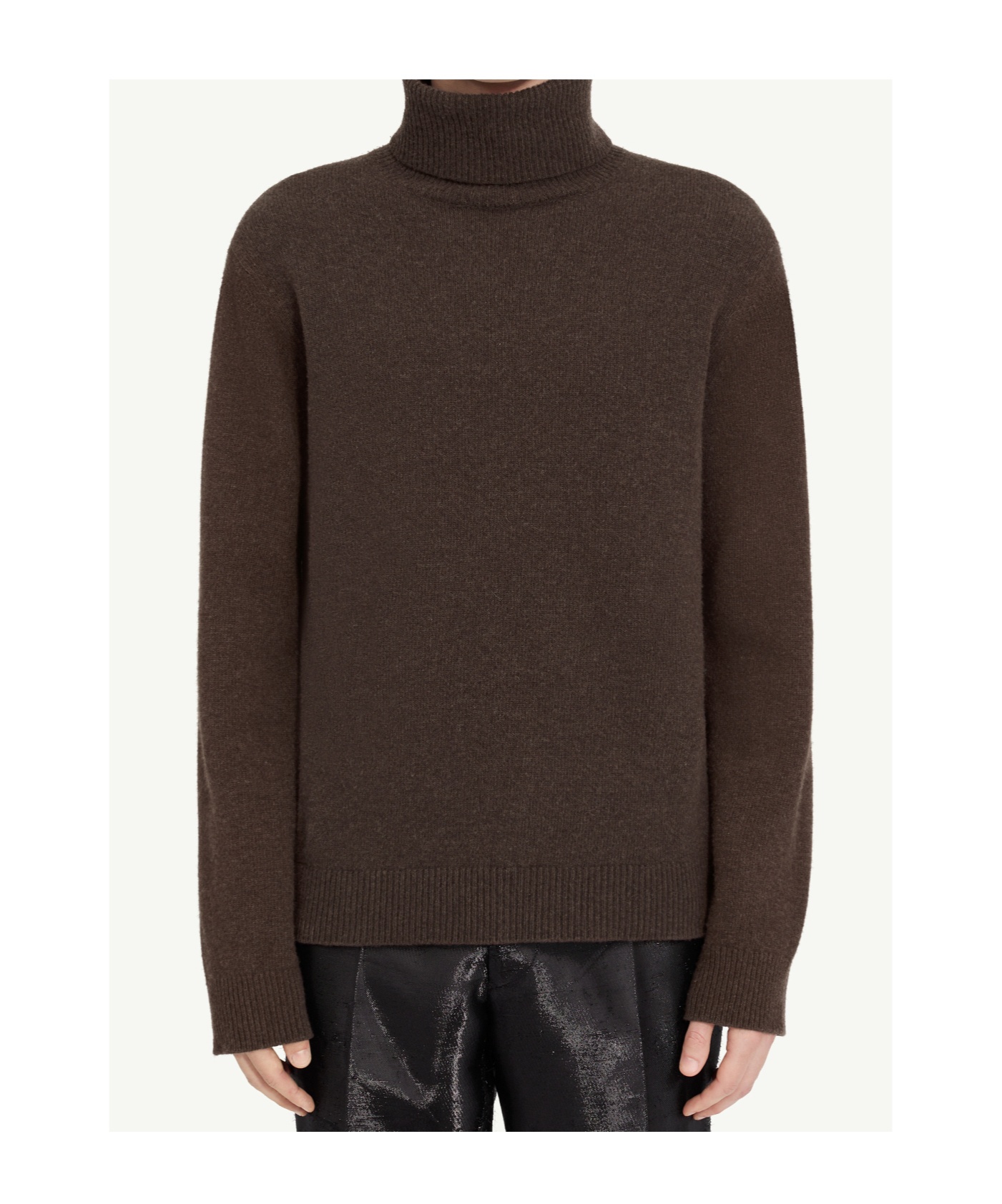 Mm6 Maison Margiela Relaxed Fit Turtleneck Sweater With Ribbed Detailing In Animal Print