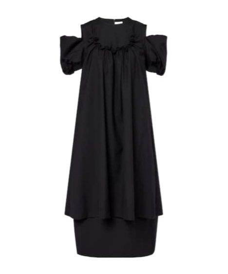Comme Des Garçons Cutout Wool Midi Dress In Black