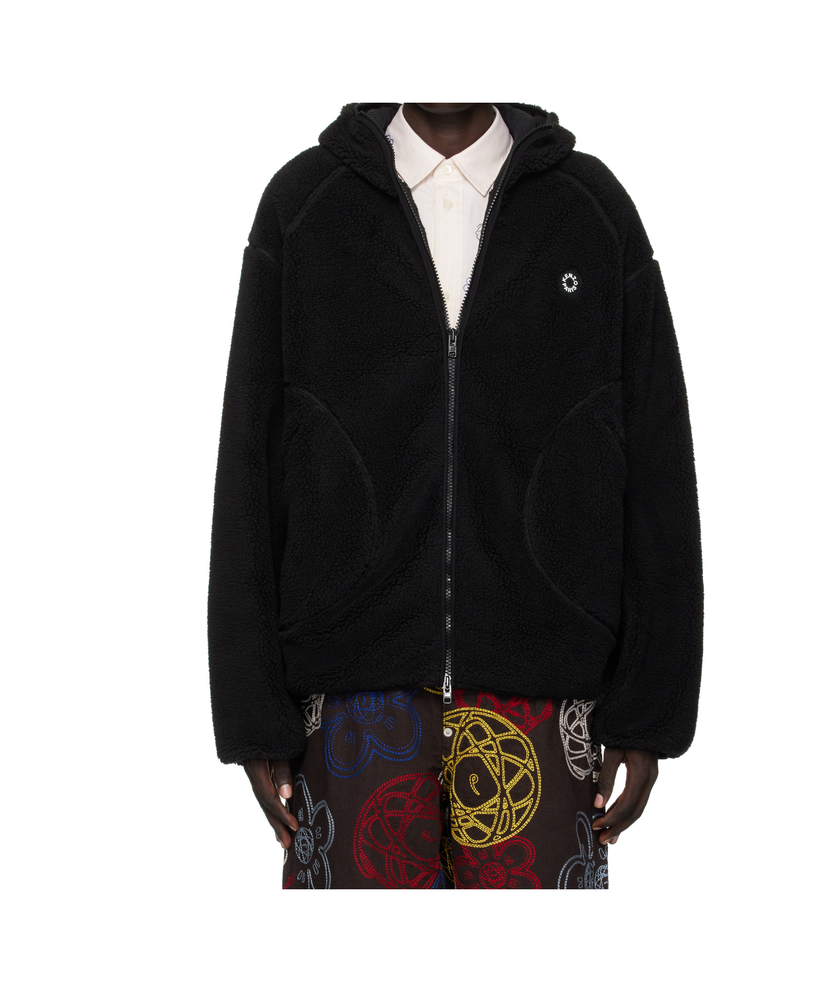 Kenzo Logo-patch Zip-up Jacket In Black