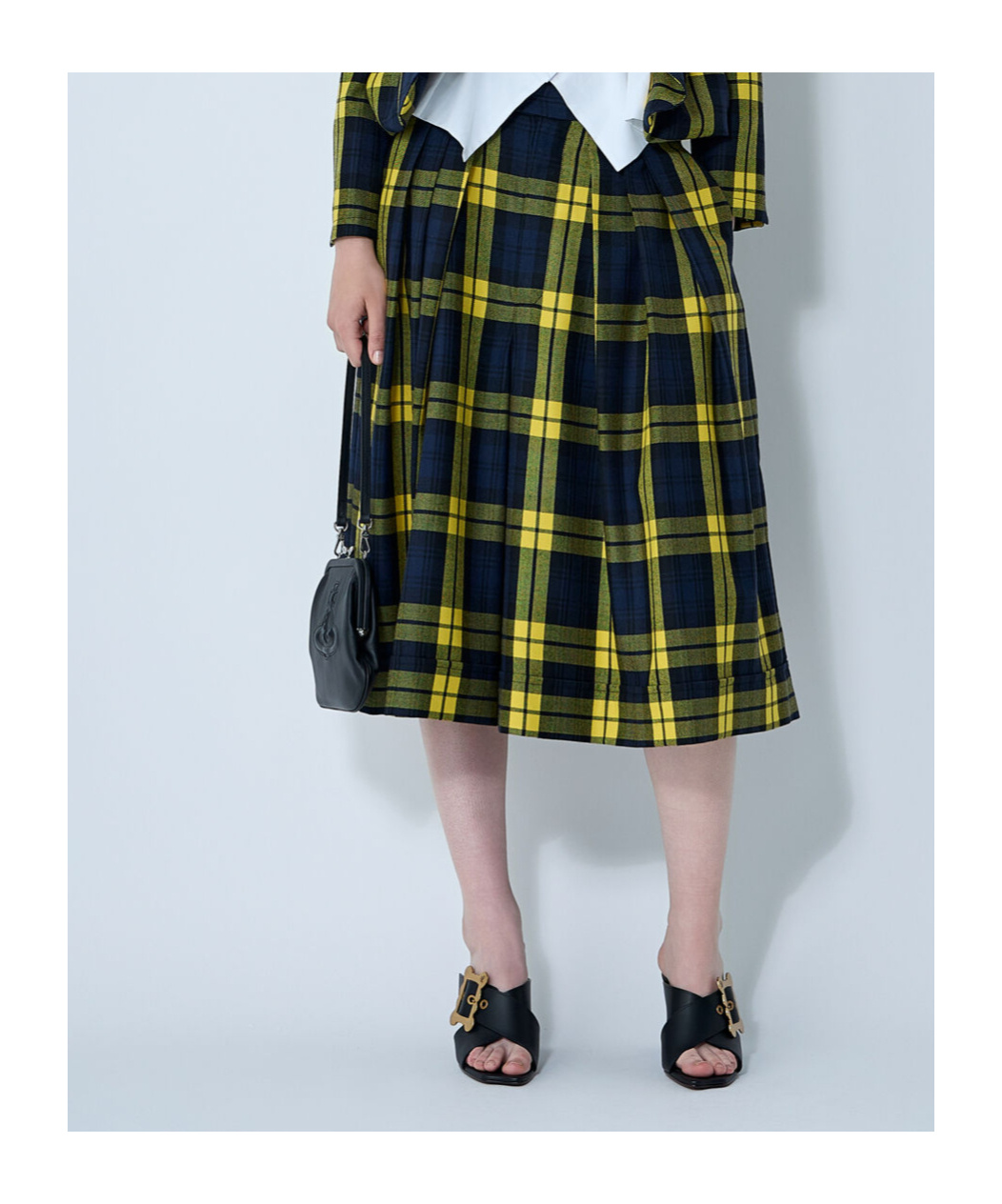 Vivienne Westwood Checked Pleated Midi Skirt In Green