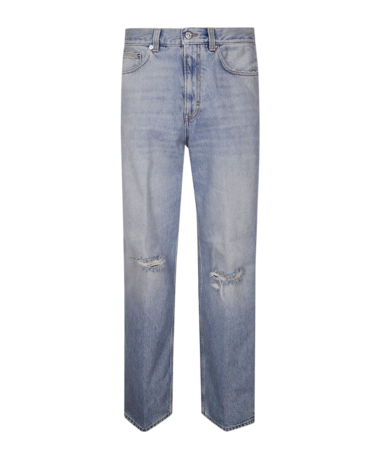 Haikure Distressed Straight Leg Jeans Rivet Detail In Gray