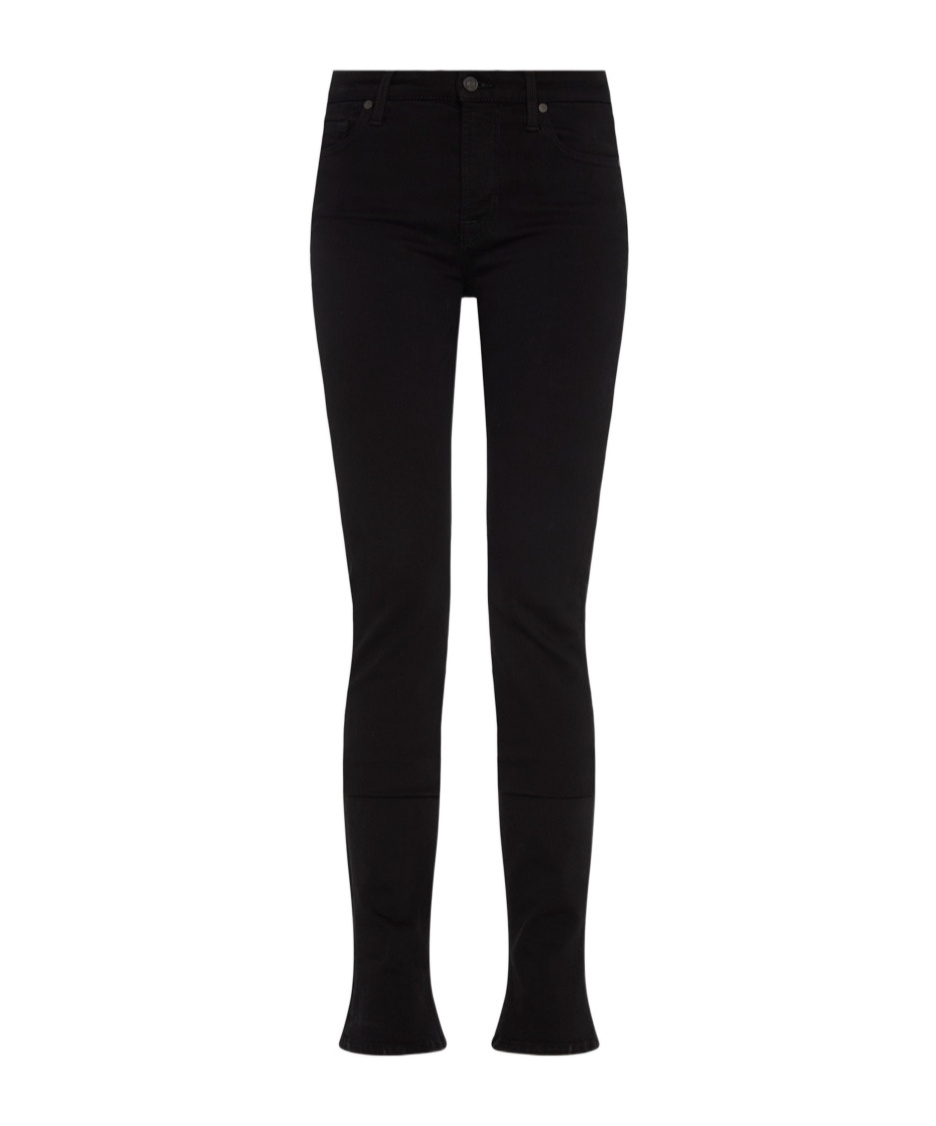 7 For All Mankind Mid-waist Skinny Jeans In Black
