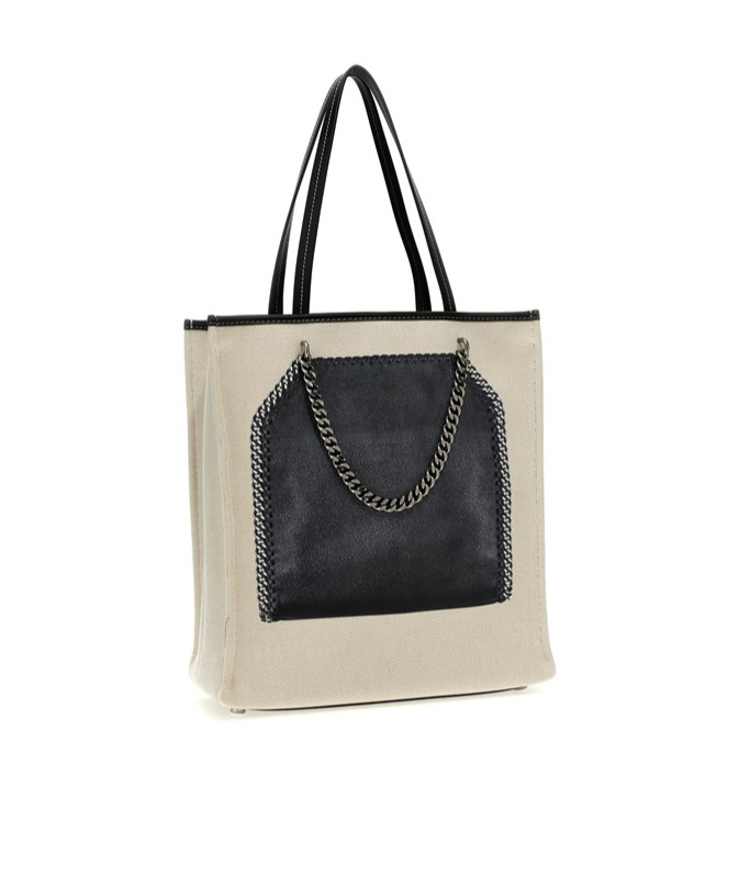 Stella Mccartney Trompe Loeil Print On Shopping Bag In Black