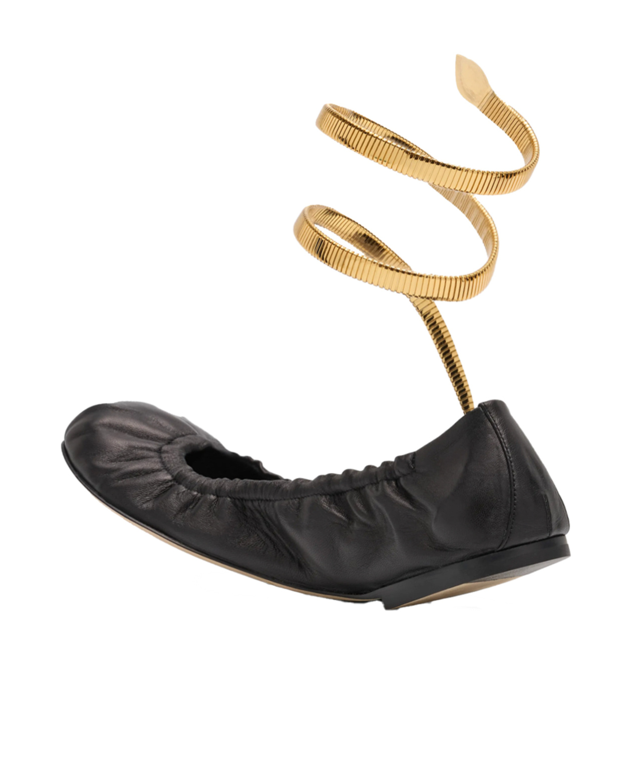 René Caovilla Juniper 10 Lambskin Serpent Detail Ballerinas In Black
