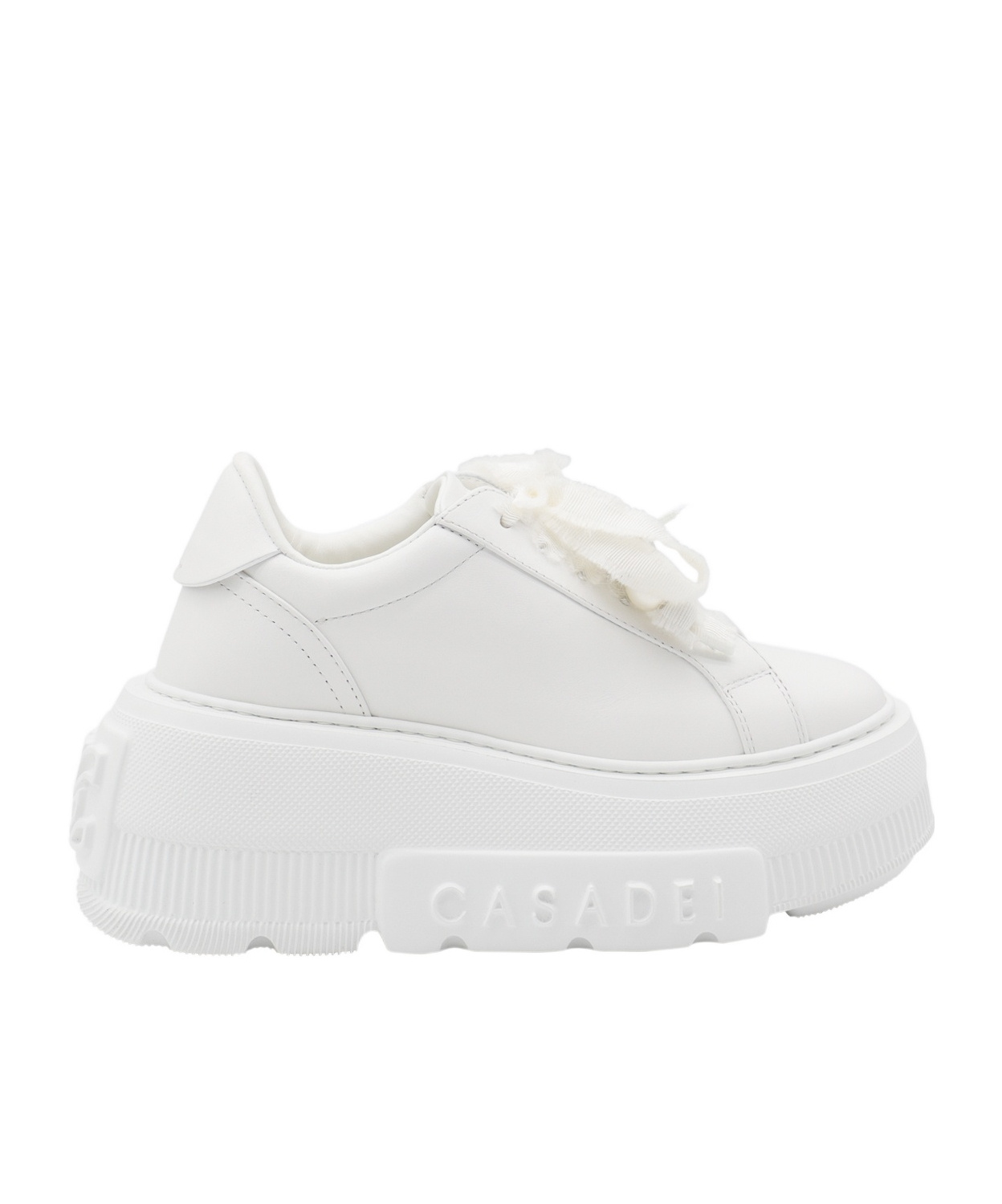 Casadei Nexus Net Salento Leather Platform Sneakers In White