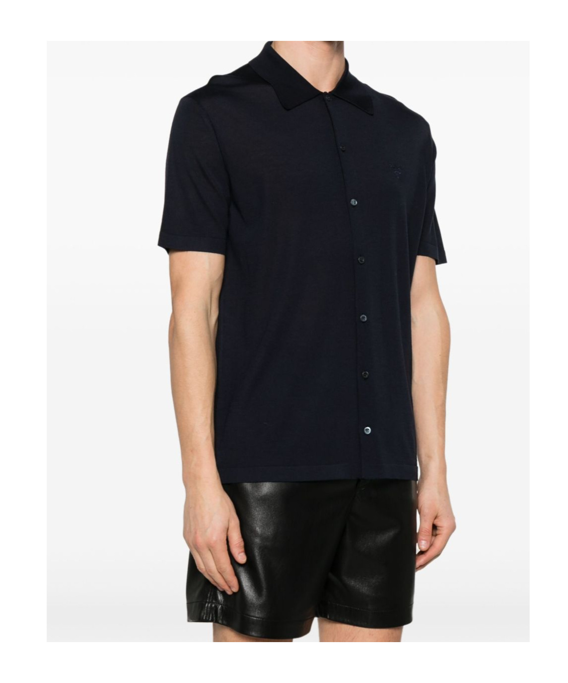 Prada Logo-embroidered Shirt In Blue