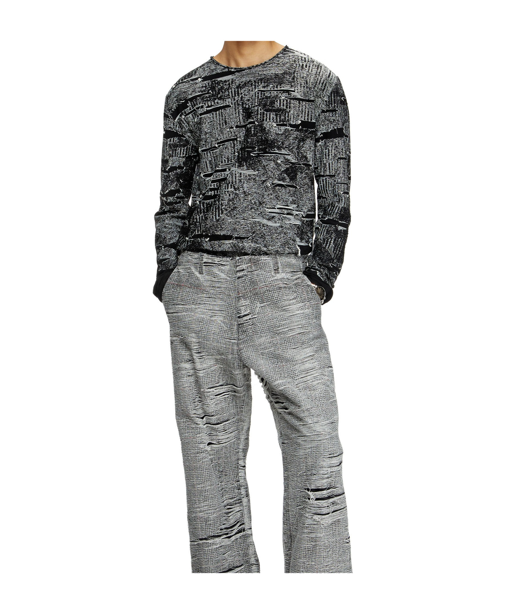 Diesel Jumper With Engineered Distressing In Black