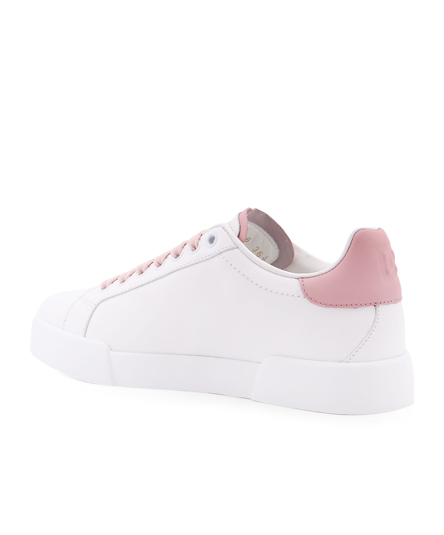 Dolce & Gabbana Portofino Low-top Leather Sneakers With Lateral Monogram In Pink