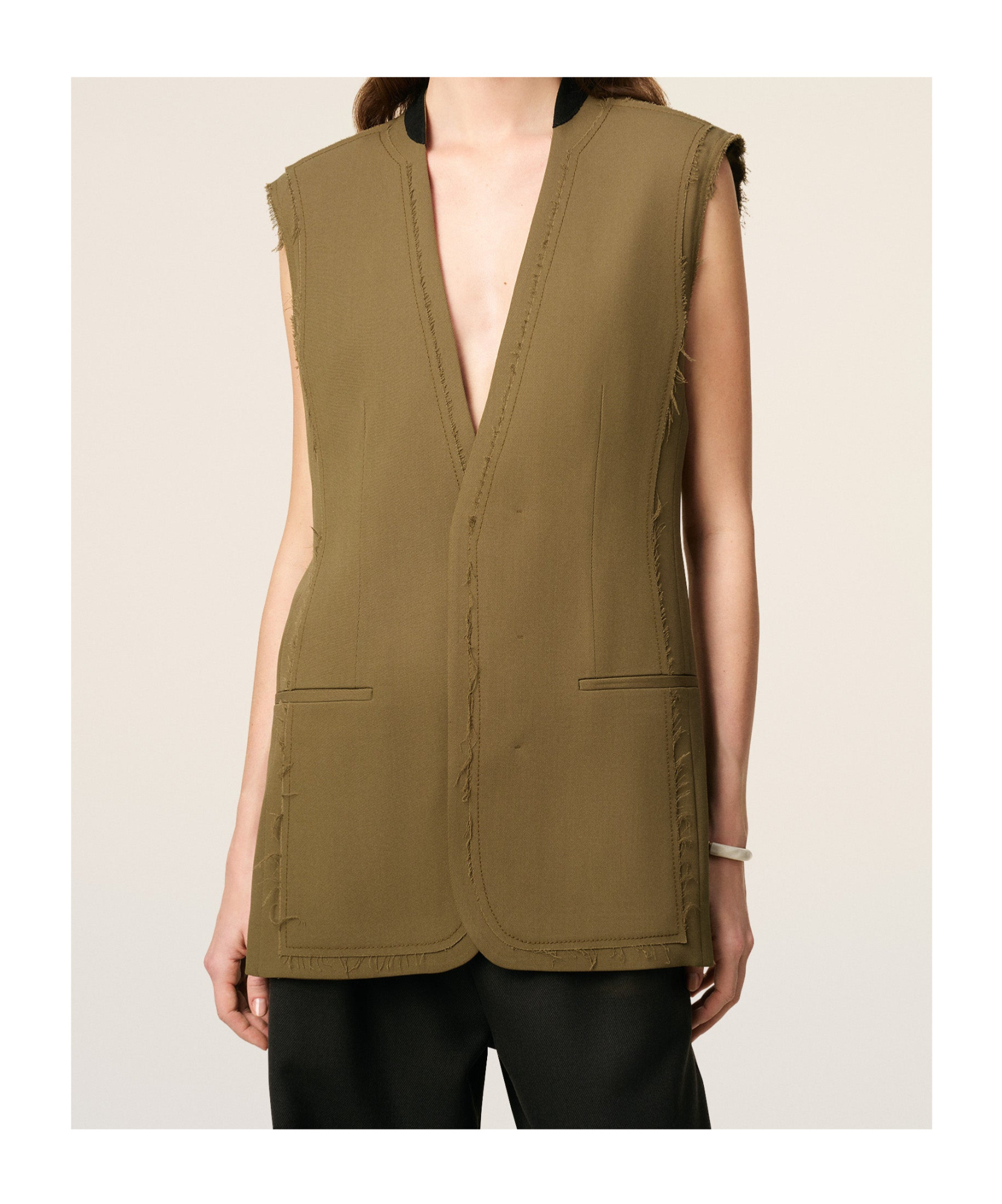 Ami Alexandre Mattiussi Green Wool Sleeveless Jacket In Green