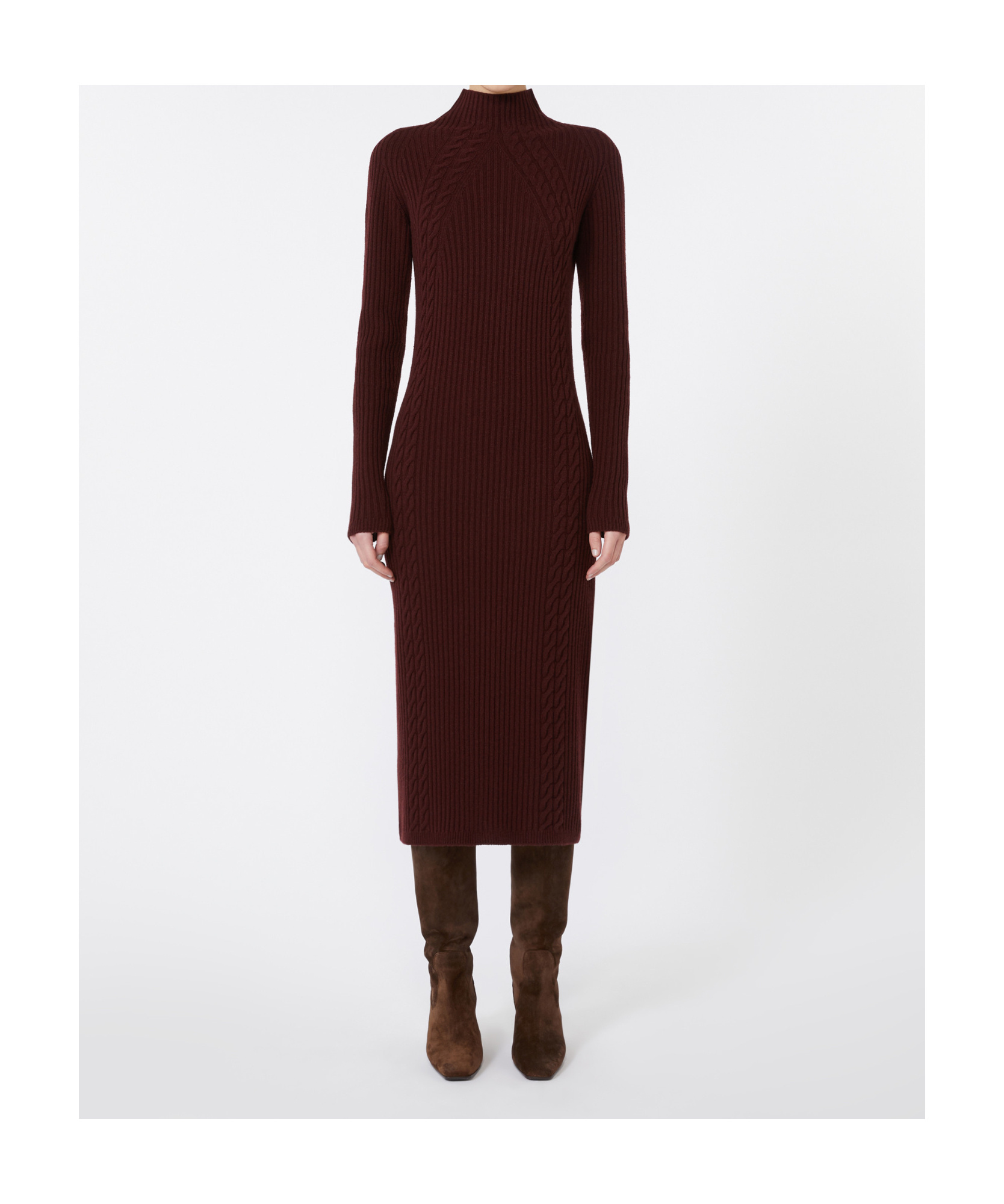 Max Mara Wool And Cashmere Slim-fit Dress In Brown