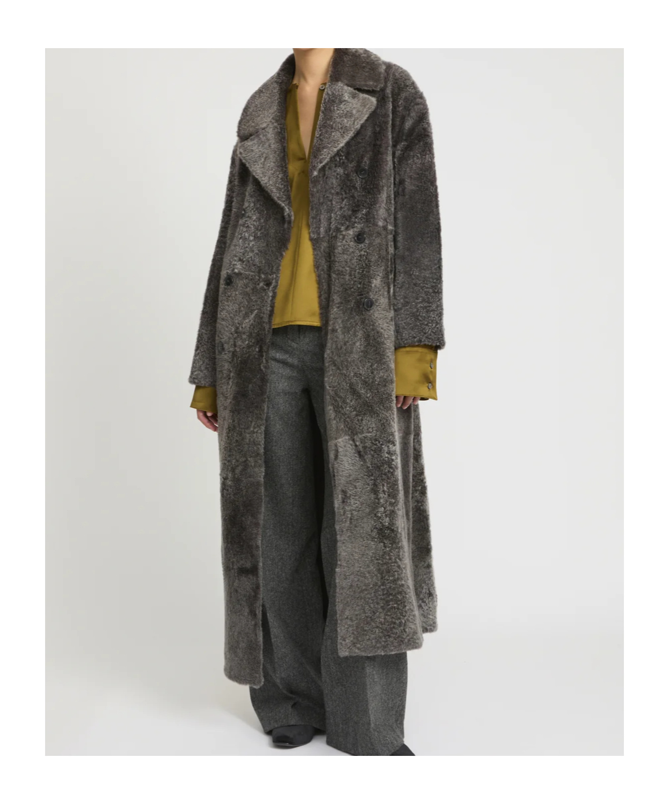 Yves Salomon Double-breasted Coat In Black