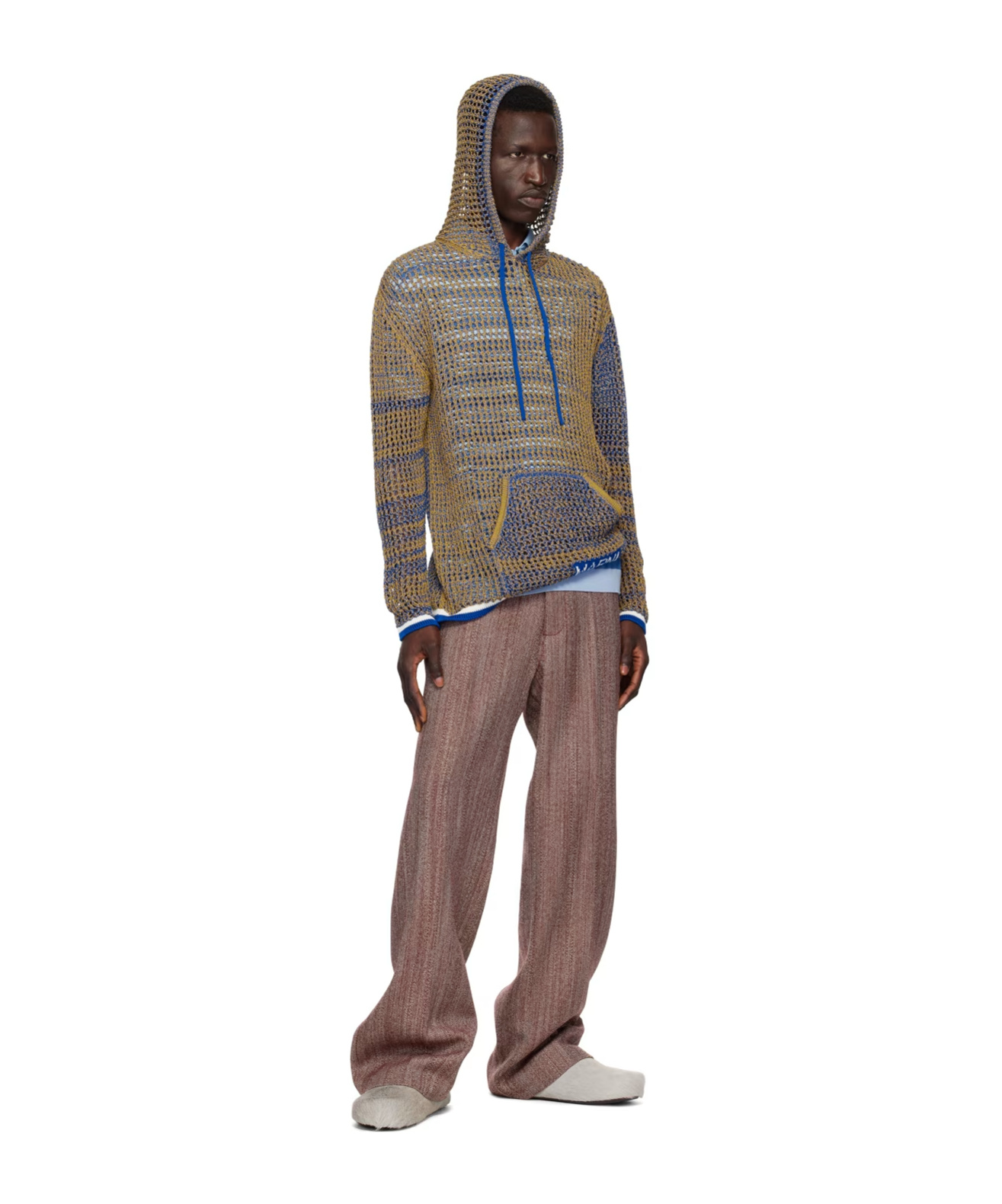 Marni Long-sleeved Hooded Sweater In Brown