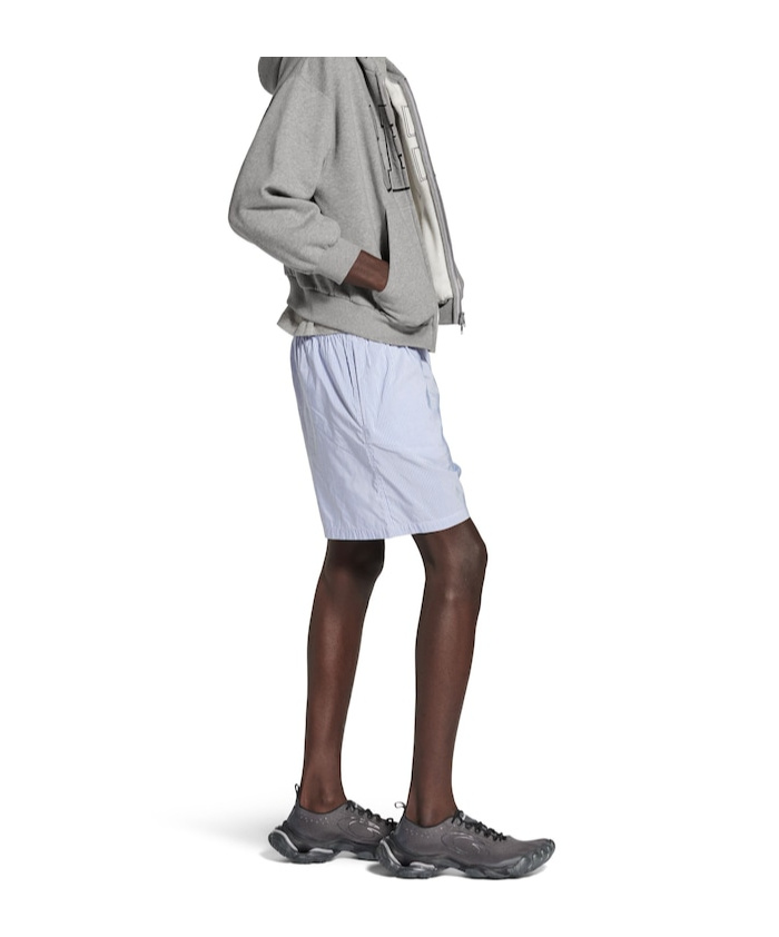 Balenciaga Embroidered Nylon Swimming Shorts In Blue