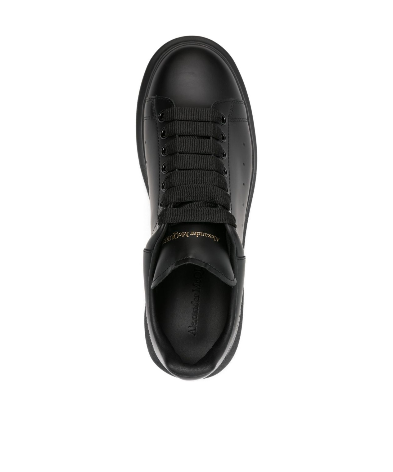 Alexander Mcqueen Men Black Sneakers With Logo Lettering On The Rear And Oversize Rubber Sole In Lea In Black
