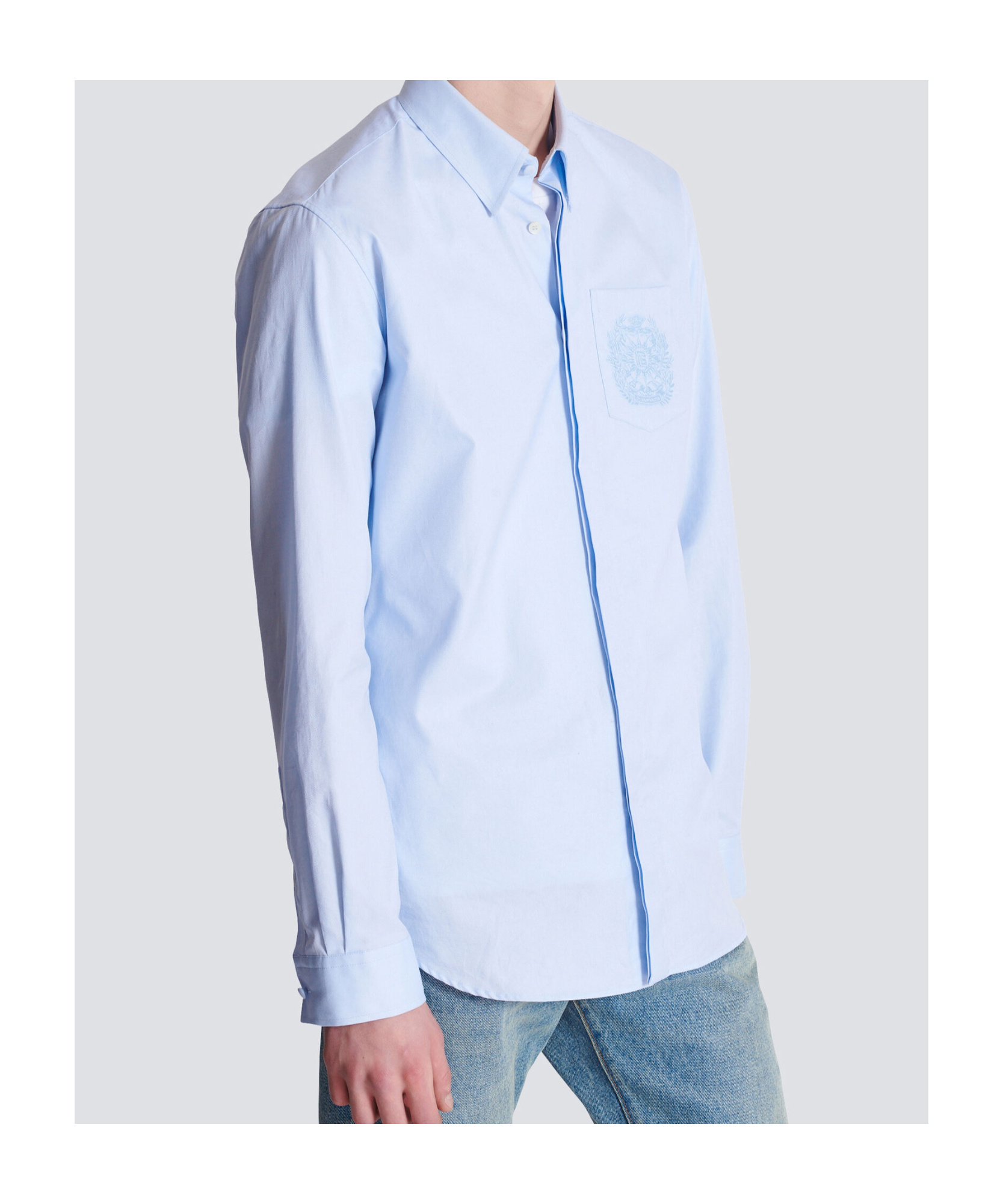 Balmain Logo-embroidered Shirt In Blue