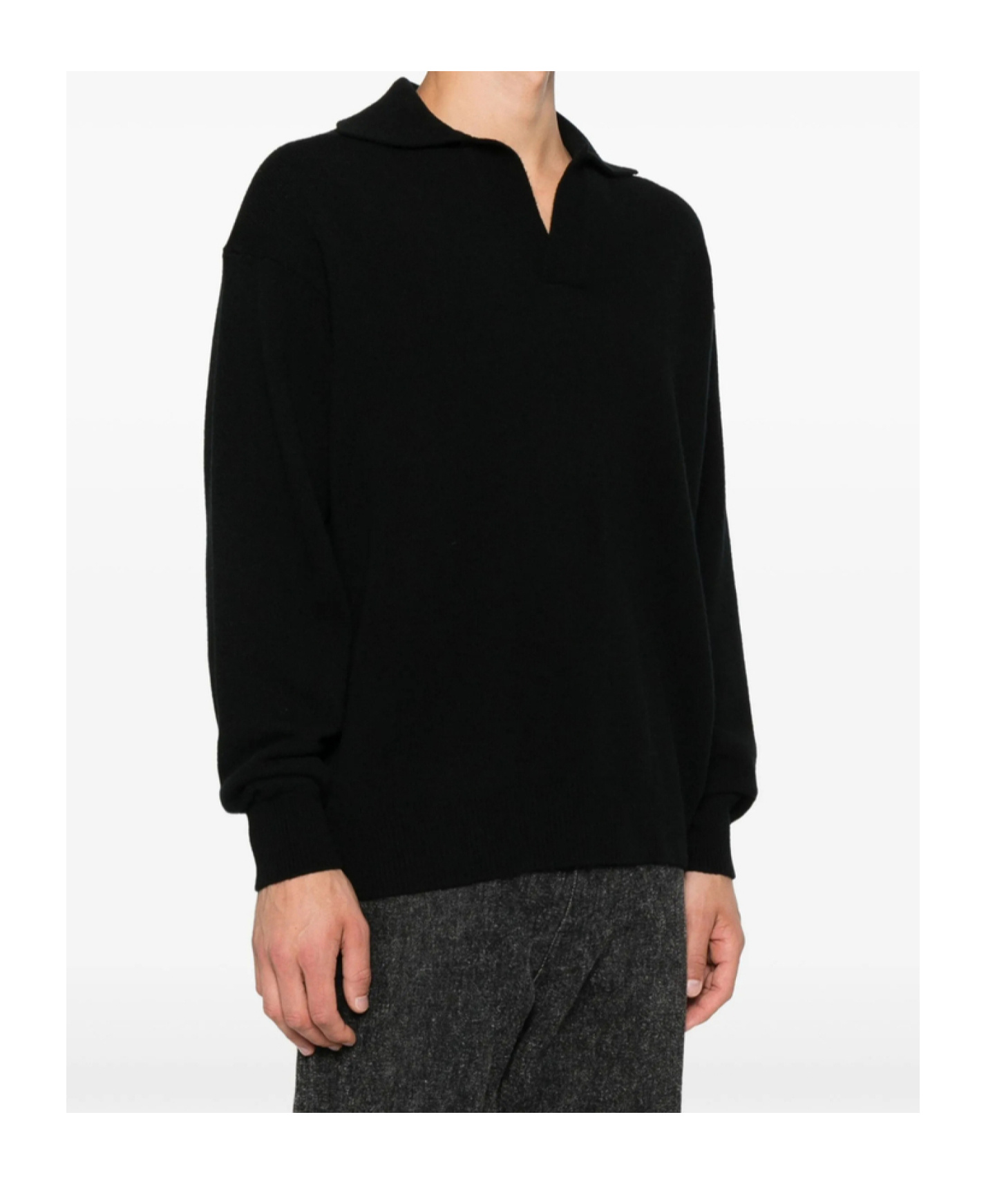 Roberto Collina Long Sleeve Ribbed Sweater In Black