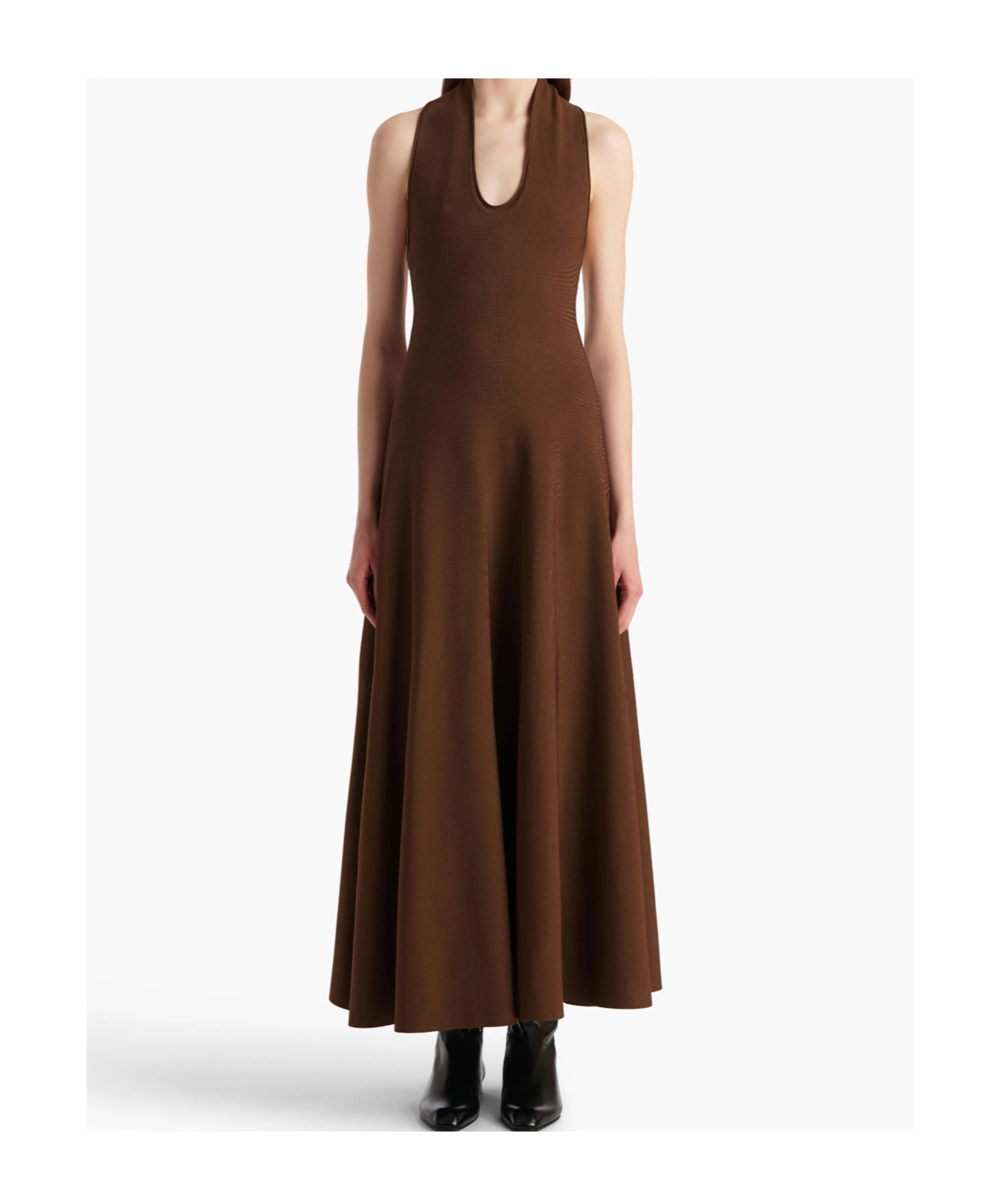 Khaite Halter Neck Dress In Brown