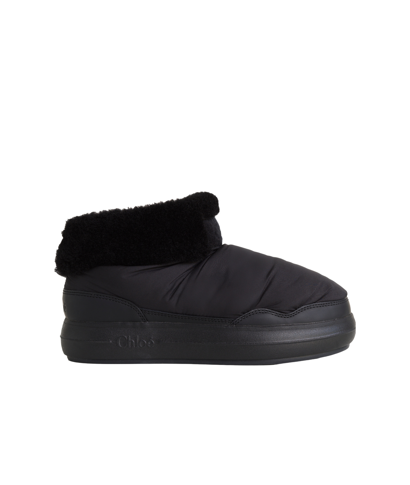 Chloé Polar Faux Shearling-trimmed Ankle Boots In Black