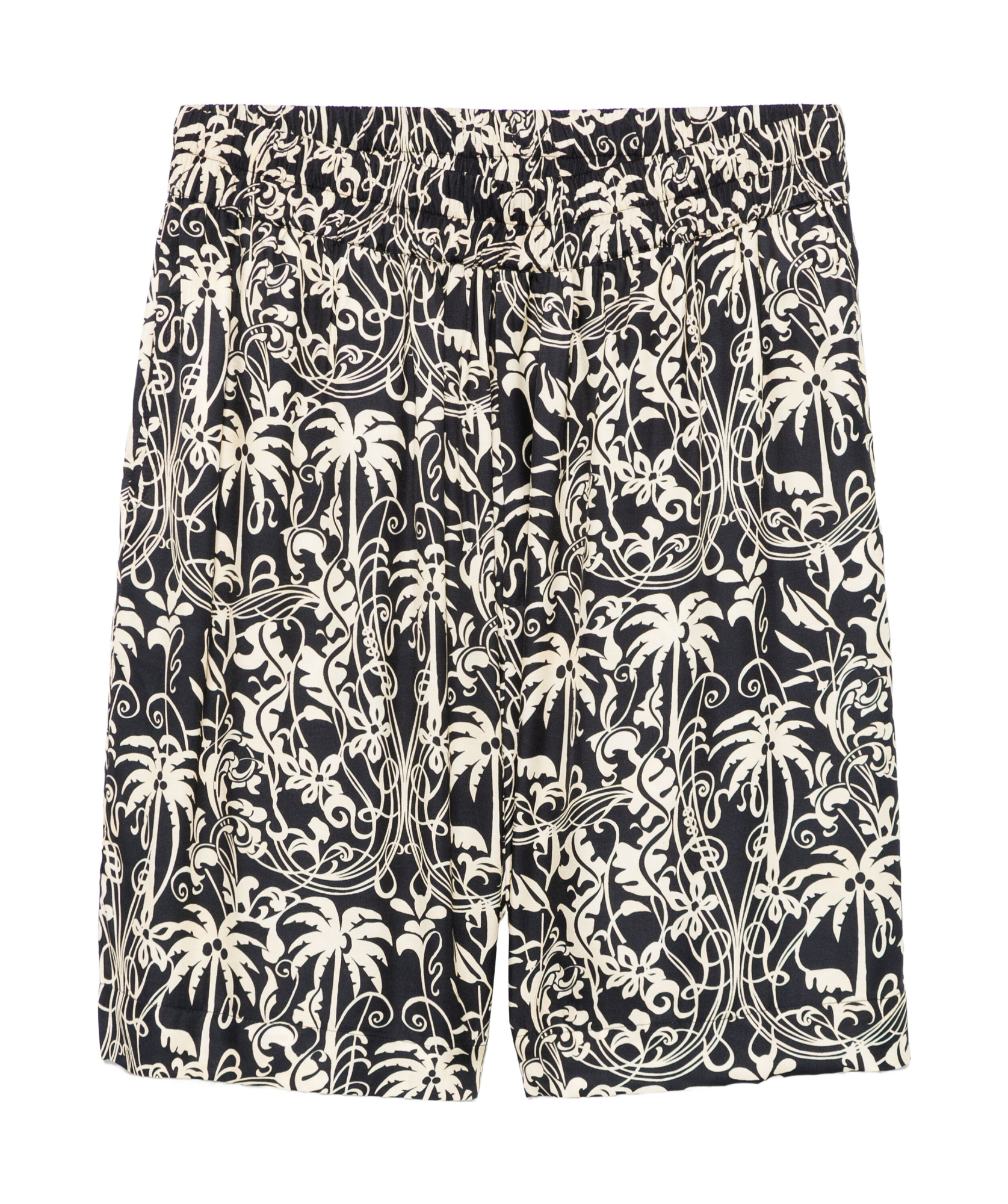 Laneus Palm Leaf Print Bermuda Shorts In Black
