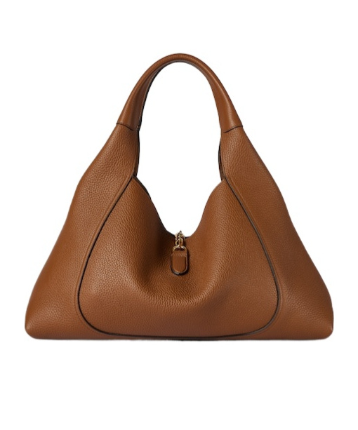 Gucci Softbit Large Leather Shoulder Bag In Brown