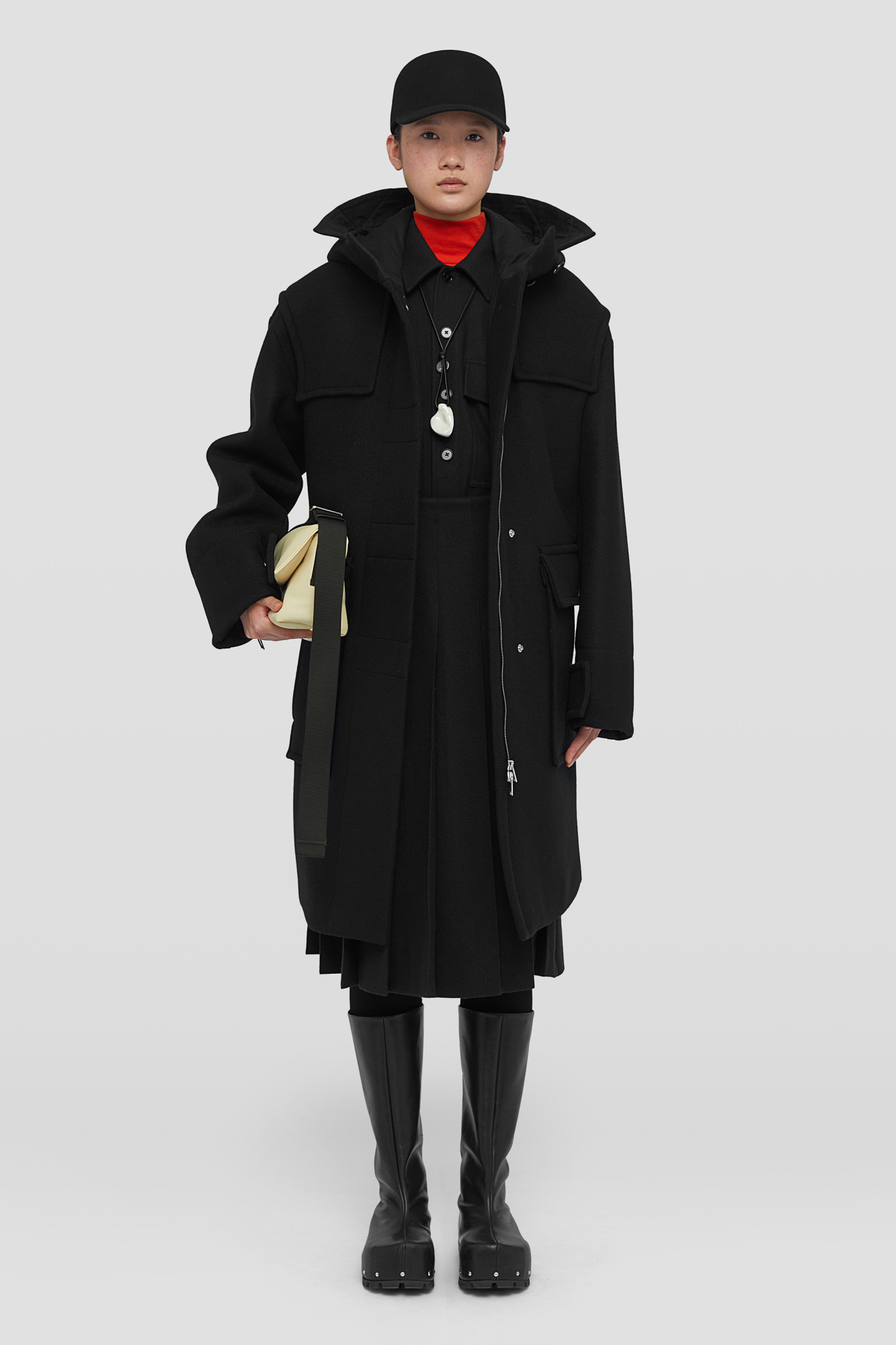 Jil Sander Long-sleeve Wool Flannel Overshirt In Black