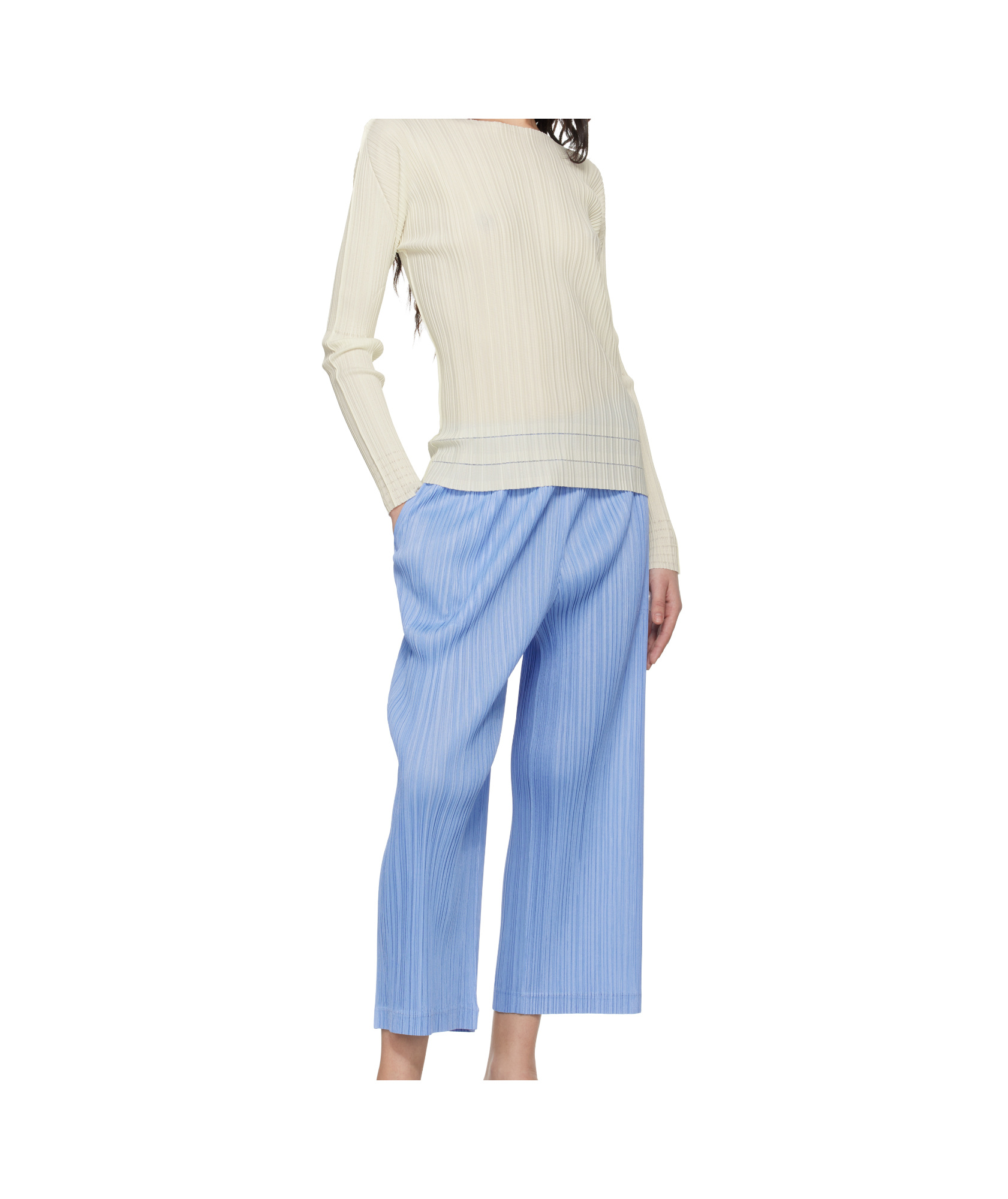 Shop Issey Miyake Pleated Casual Pants In Light Blue