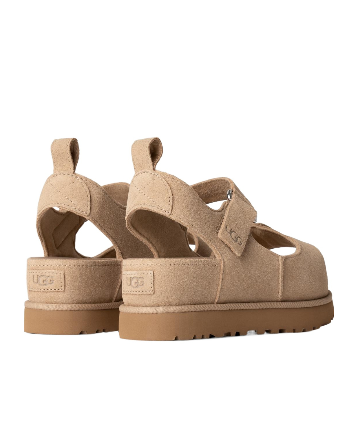 Ugg Womens Goldenstar Hi Suede Platform Sandals Beige Eur 40 / 7 Uk In Nude