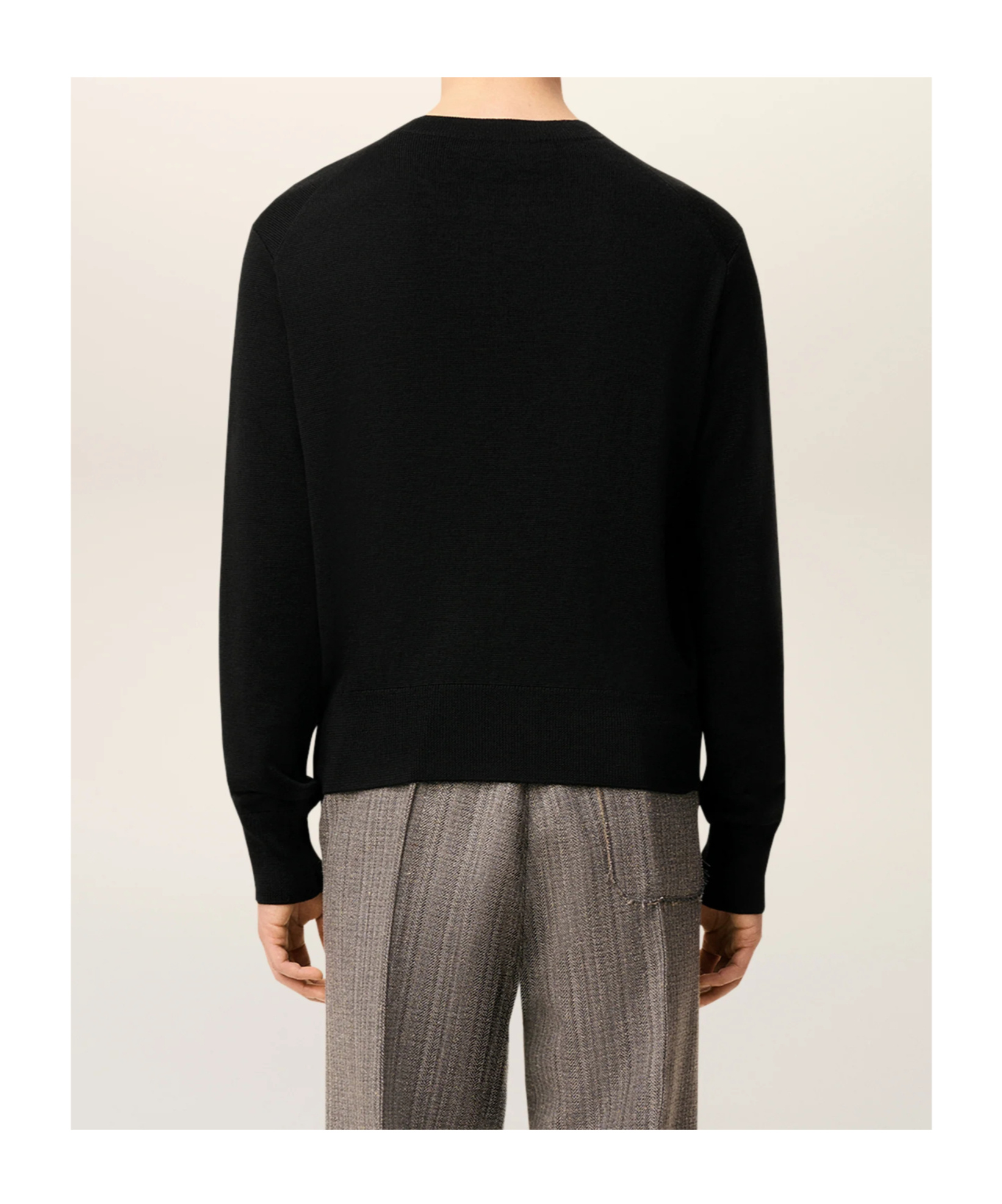 Ami Alexandre Mattiussi Black Wool Ami De Coeur Crewneck Sweater Black In Black