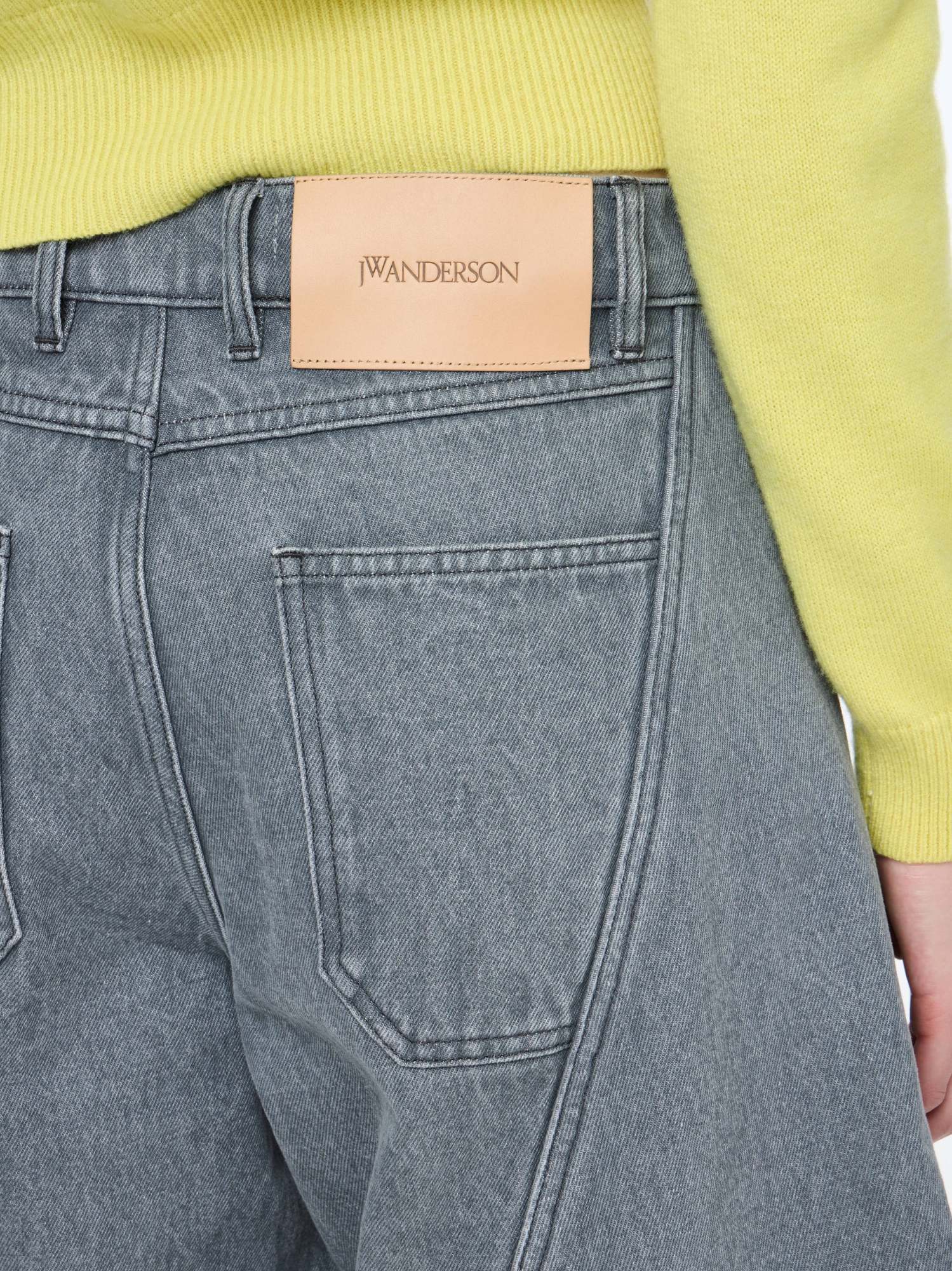 Jw Anderson Mens Light Grey Cropped Sculptural Denim Jeans In Gray